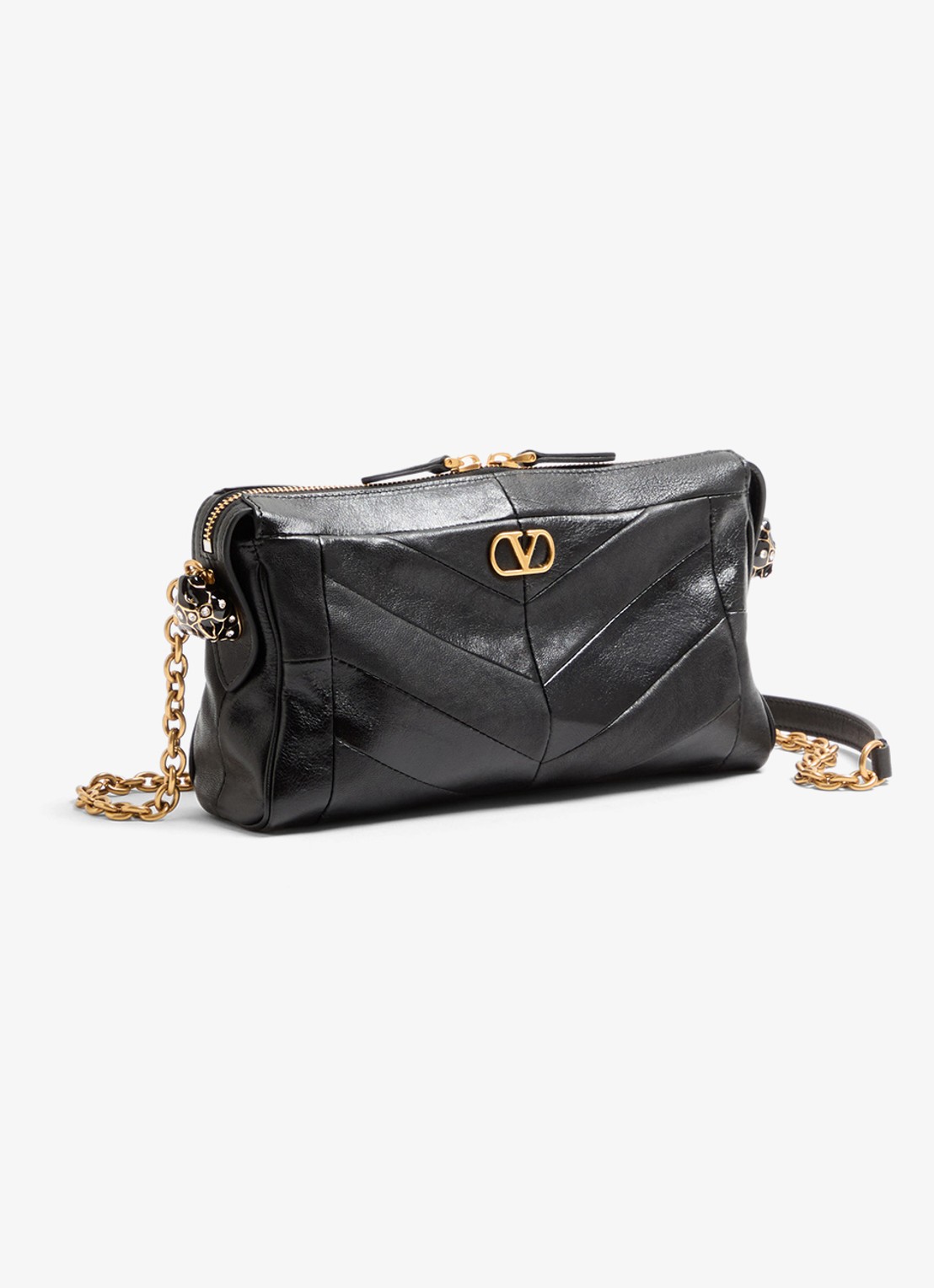Valentino Garavani Small schoudertas van lamsleer - voorkant 6 zwart