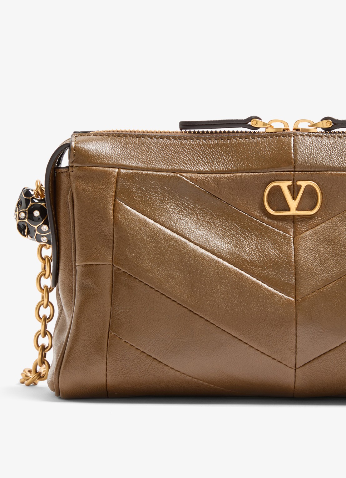 Valentino Garavani Small schoudertas van lamsleer - detail 6 bruin