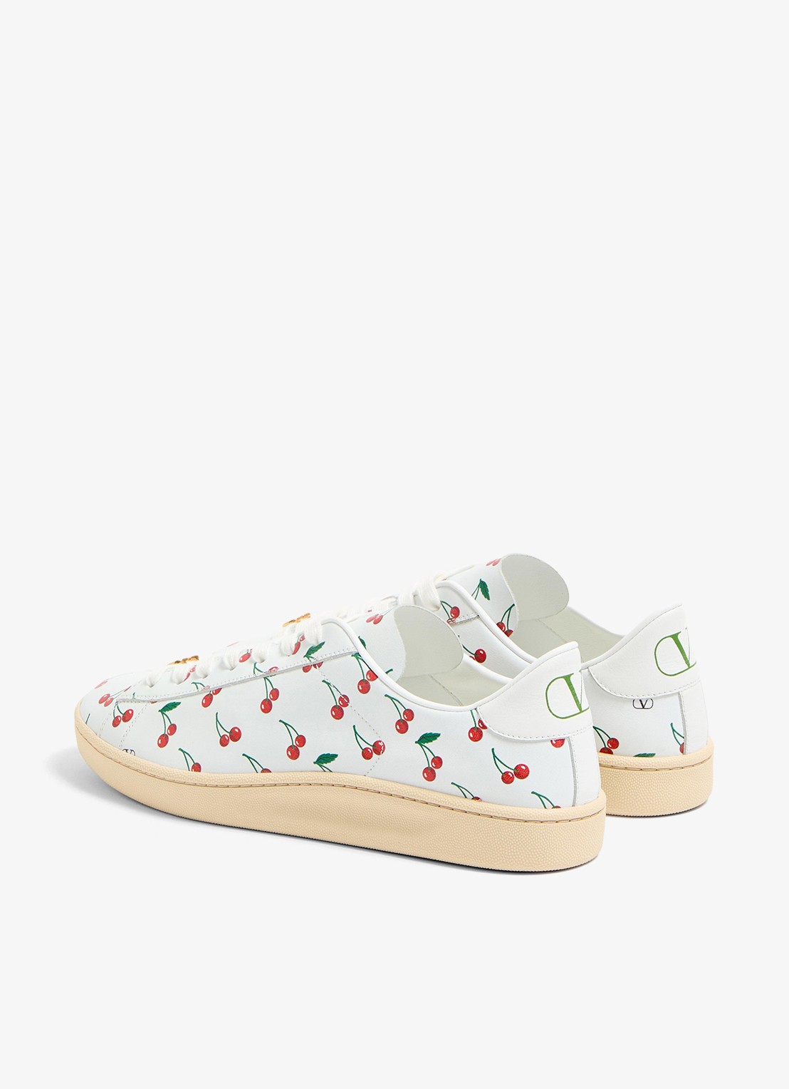 Valentino Garavani Sneaker van kalfsleer met print - achterkant wit