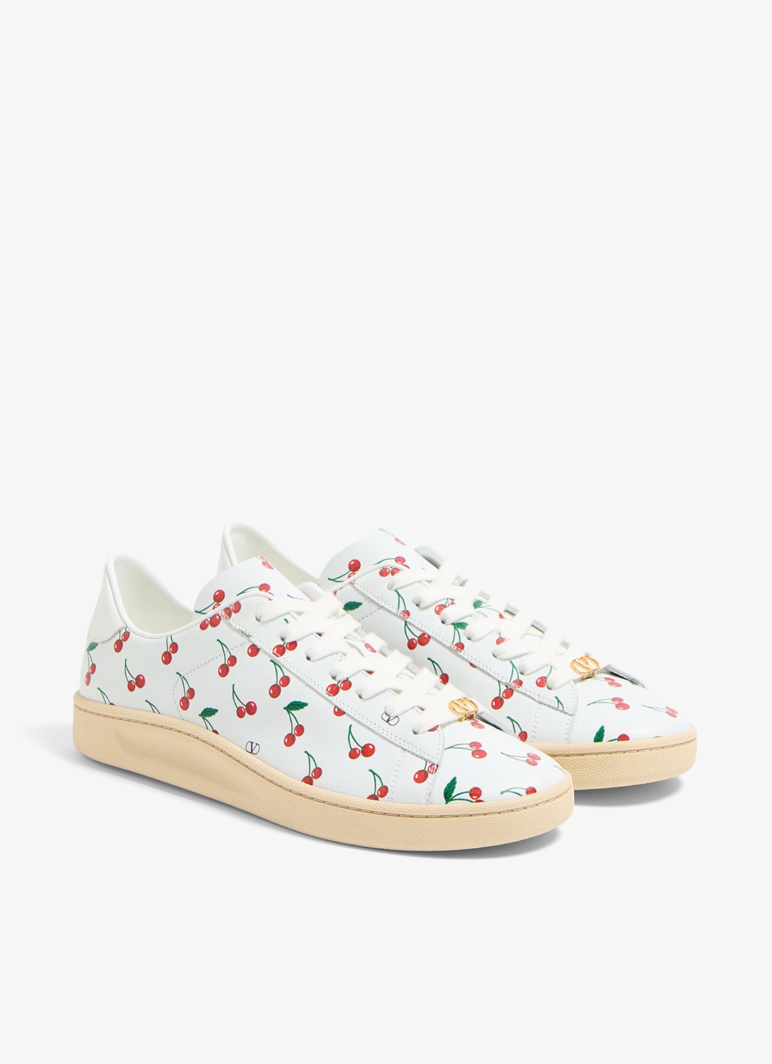 Valentino Garavani Sneaker van kalfsleer met print - detail 2 wit
