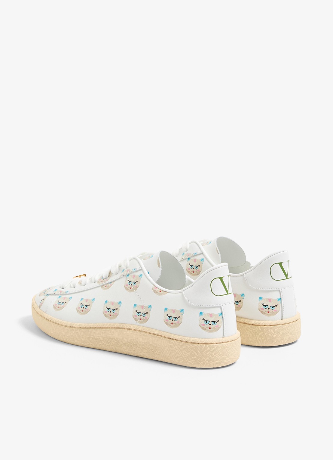 Valentino Garavani Sneaker van kalfsleer met print - achterkant wit
