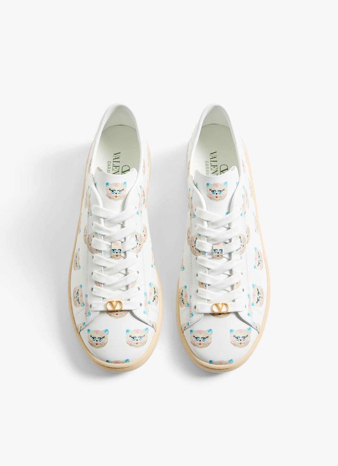 Valentino Garavani Sneaker van kalfsleer met print - detail 2 wit