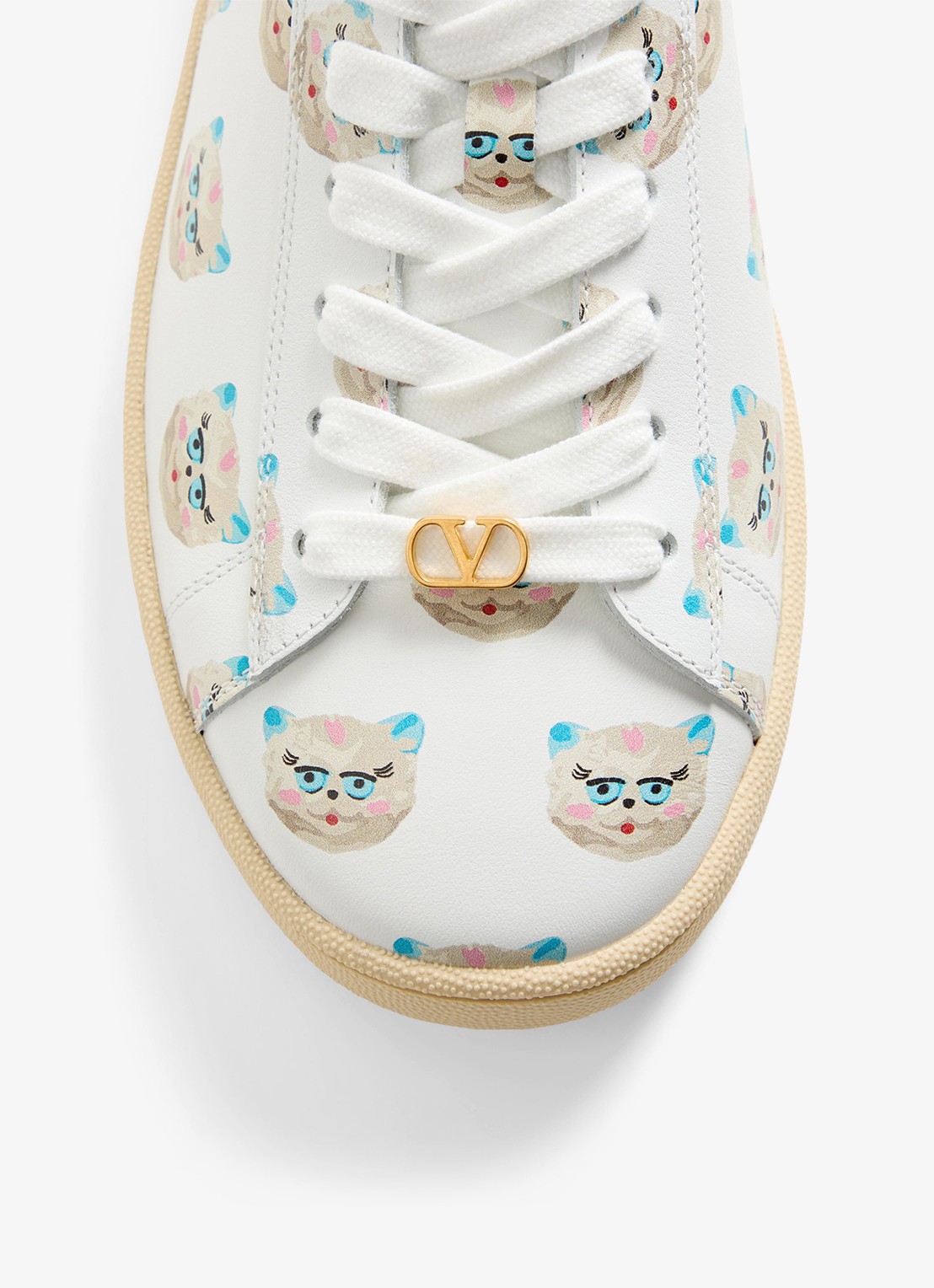 Valentino Garavani Sneaker van kalfsleer met print - detail 3 wit