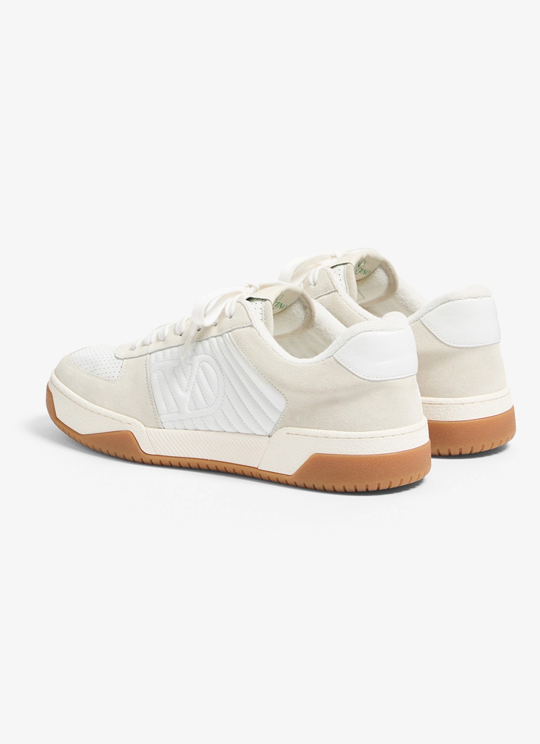 Valentino Garavani Sneaker van leer met suède details - achterkant 7 gebroken wit