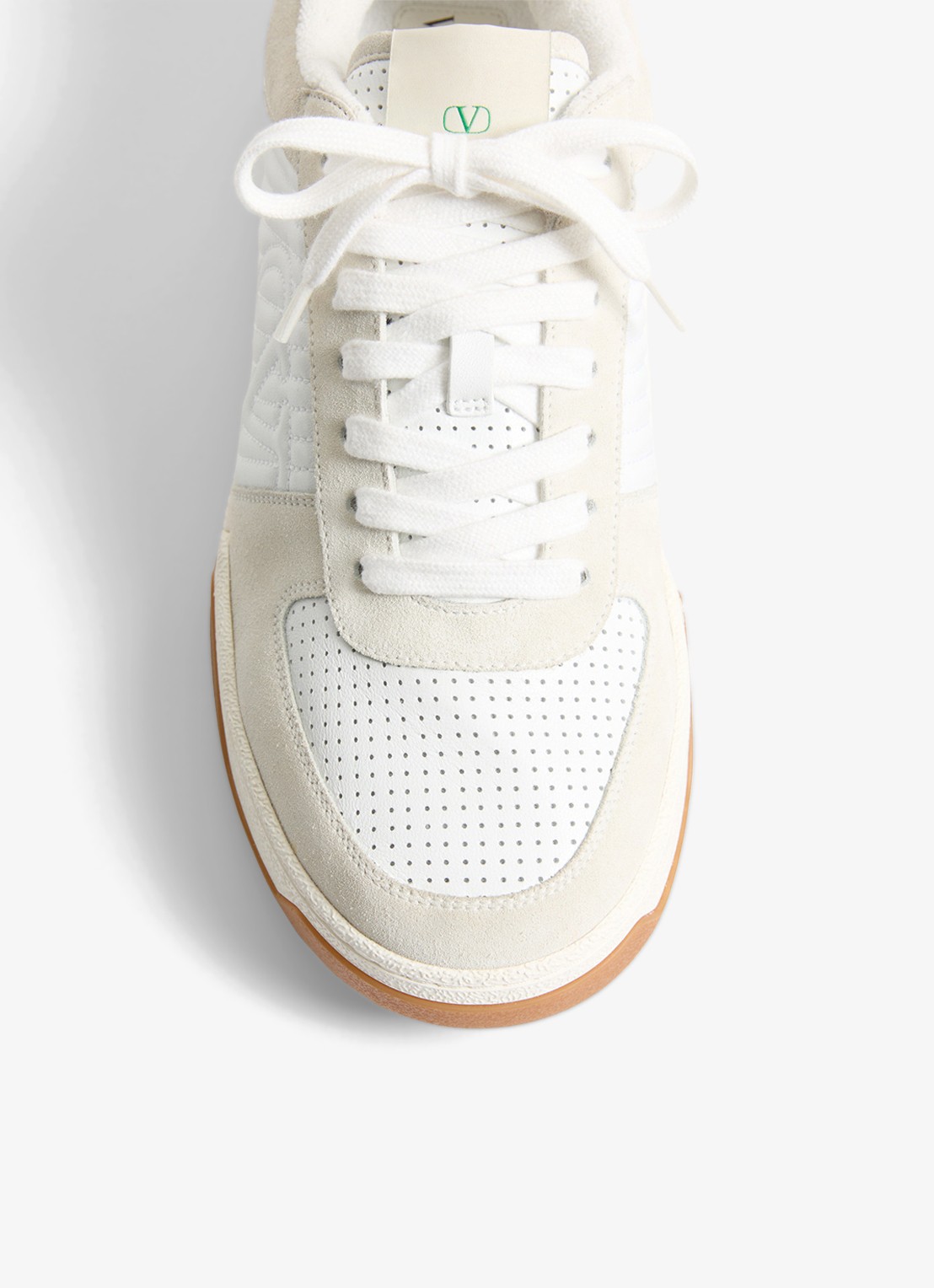Valentino Garavani Sneaker van leer met suède details - detail 2 gebroken wit
