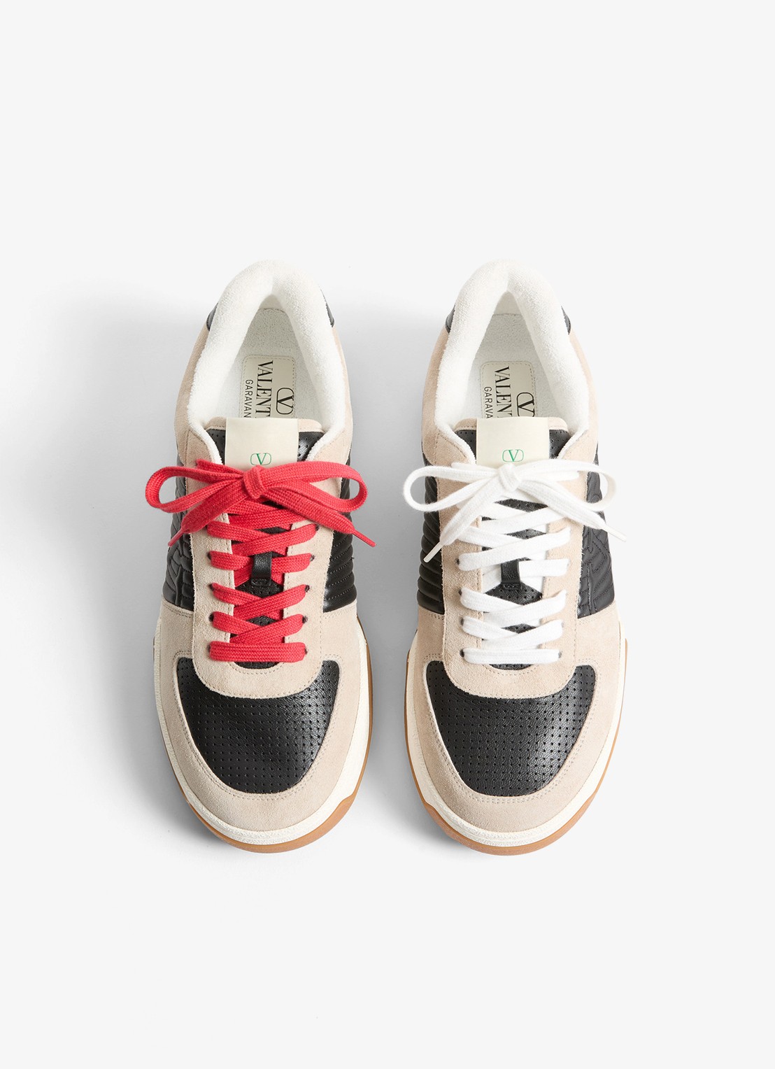 Valentino Garavani Sneaker van leer met suède details - detail 3 zwart