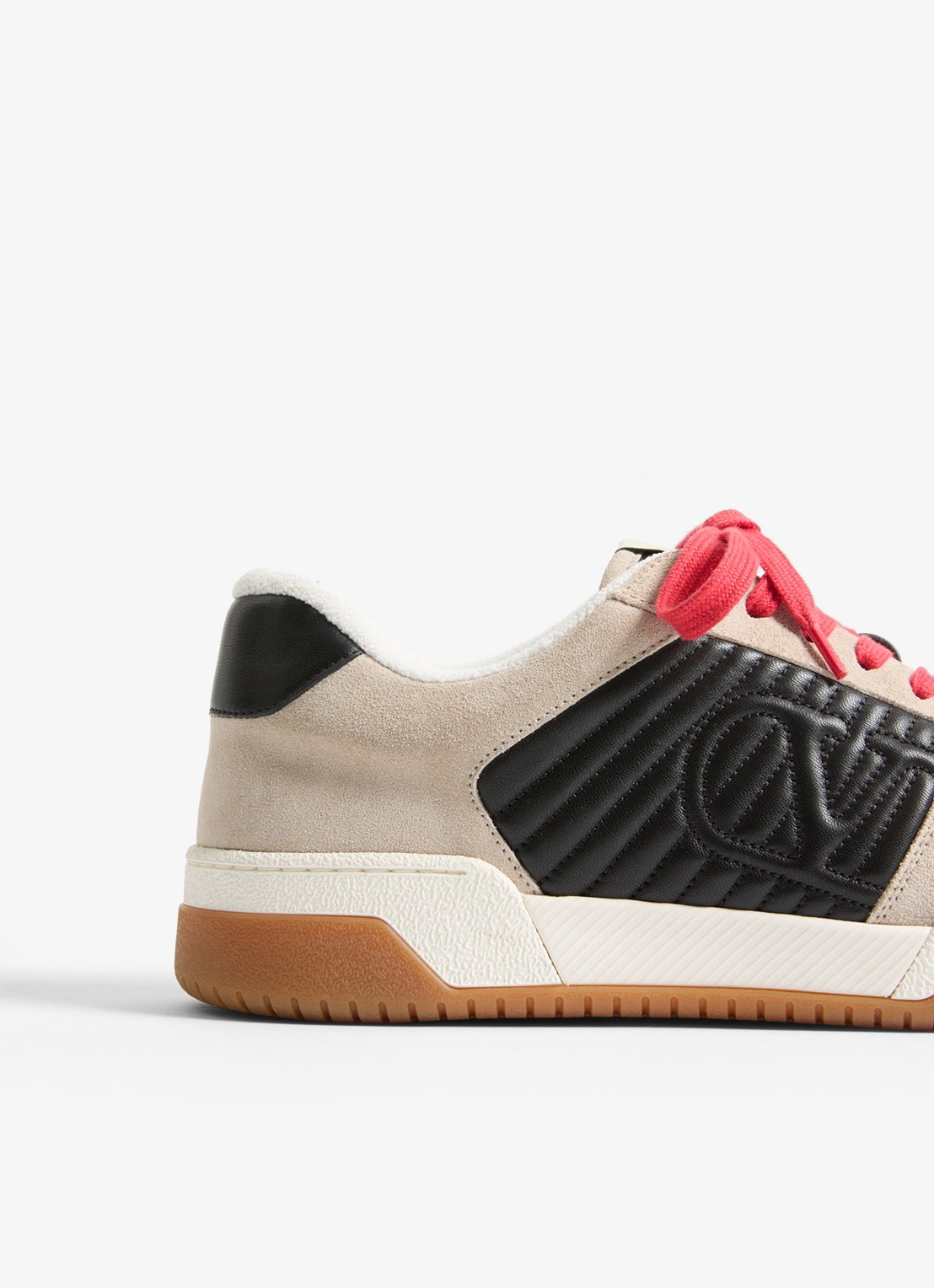 Valentino Garavani Sneaker van leer met suède details - detail 5 zwart