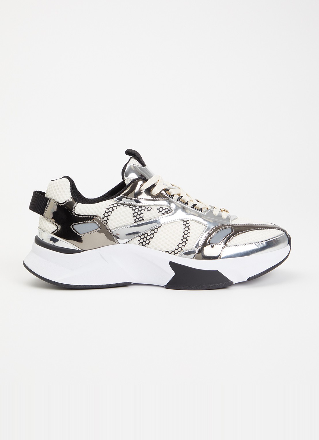 Valentino Garavani Sneaker van mesh met metallic details - voorkant 6 ivoor