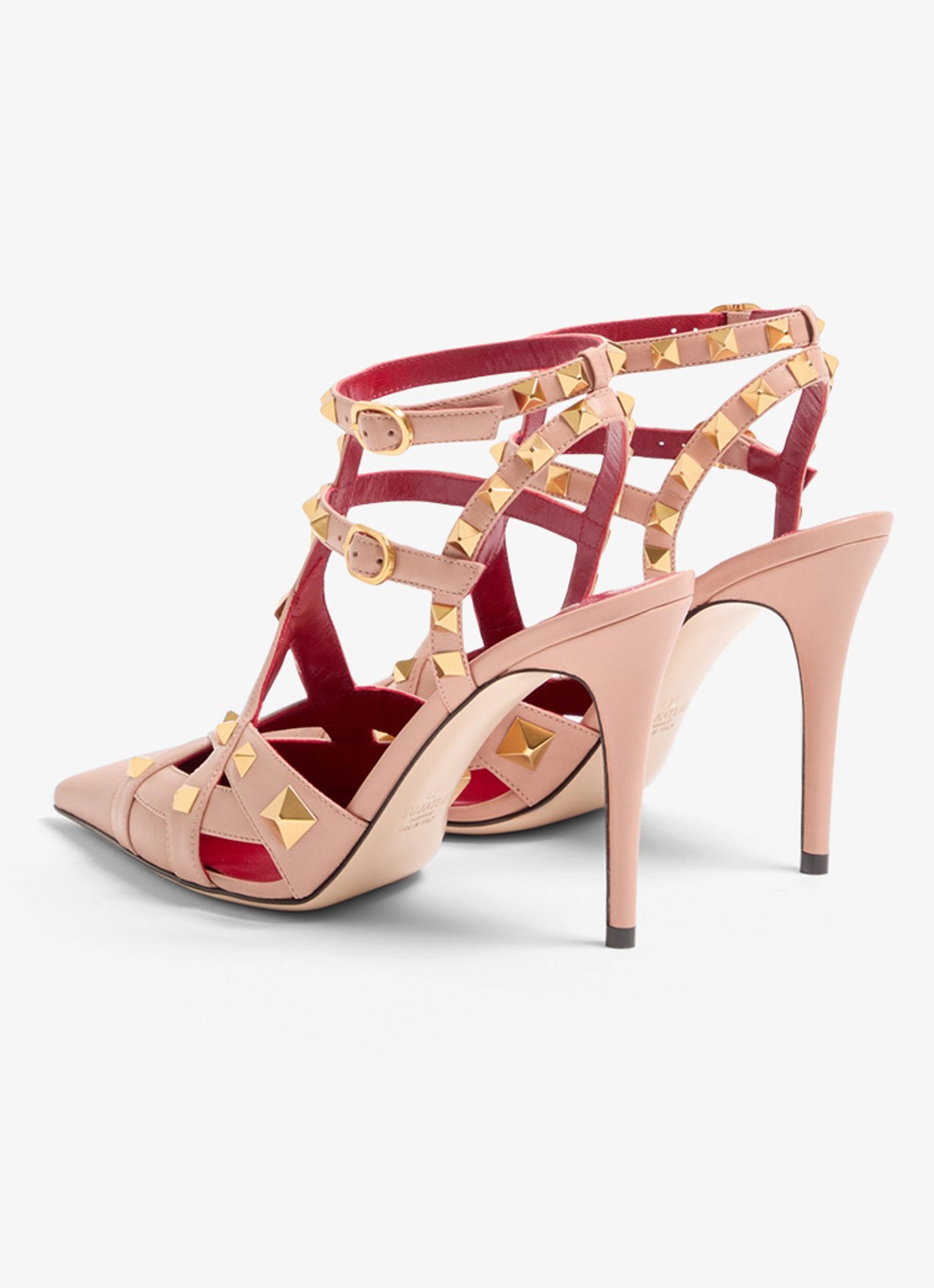 Valentino Garavani Studdy sandalette van geitenleer met studs - achterkant oudroze