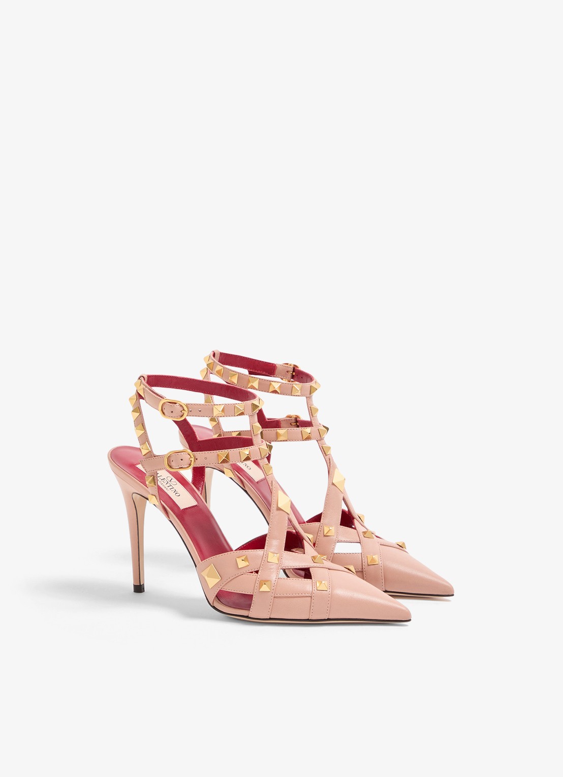 Valentino Garavani Studdy sandalette van geitenleer met studs - detail 4 oudroze