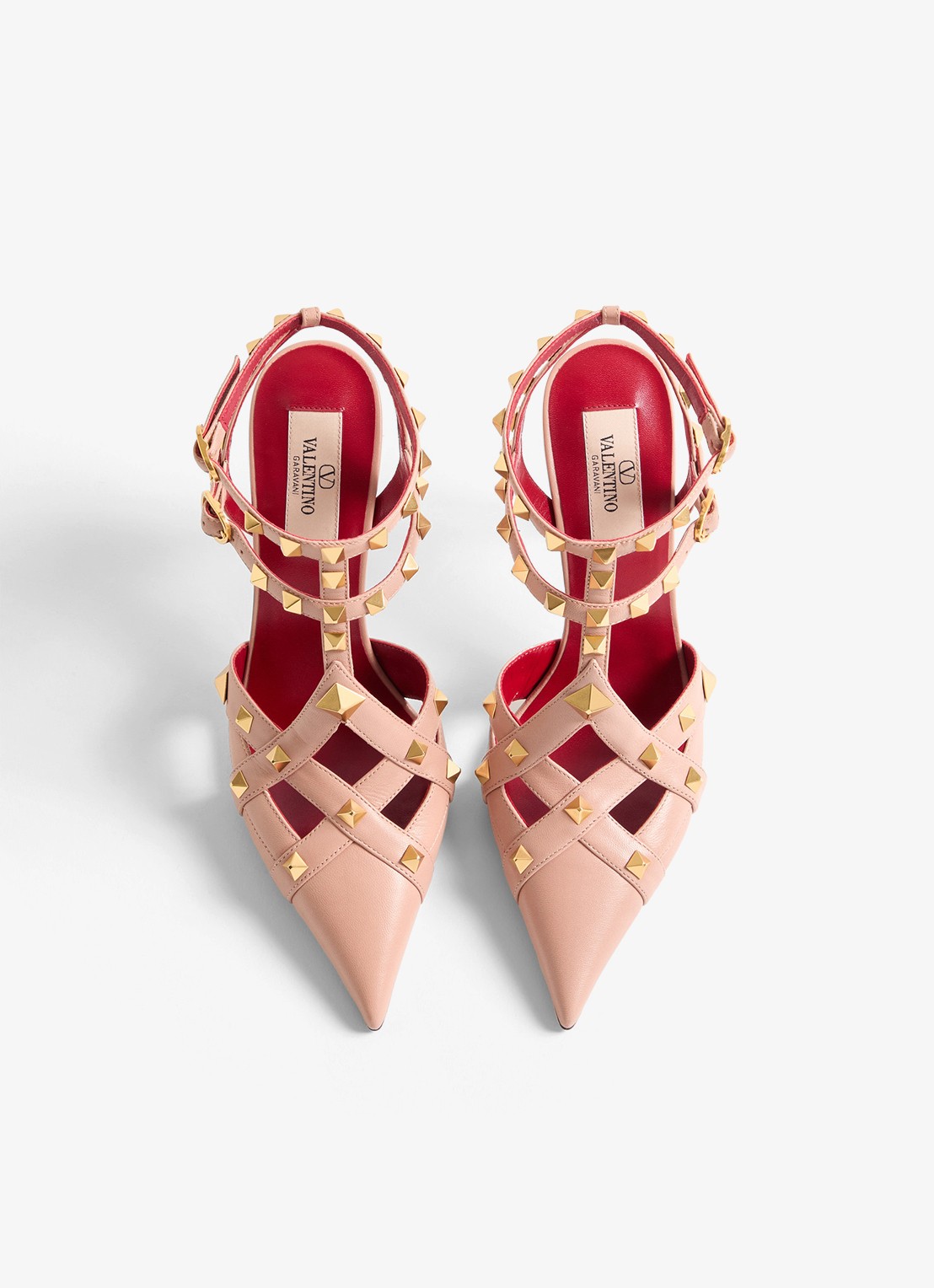 Valentino Garavani Studdy sandalette van geitenleer met studs - detail 5 oudroze