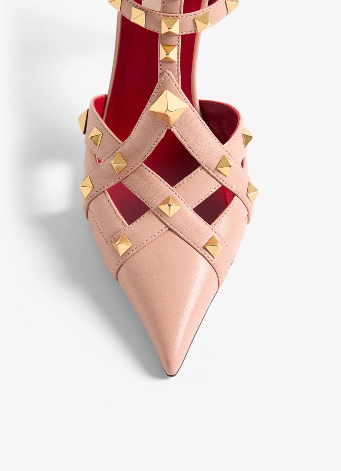 Valentino Garavani Studdy sandalette van geitenleer met studs - detail 6 oudroze