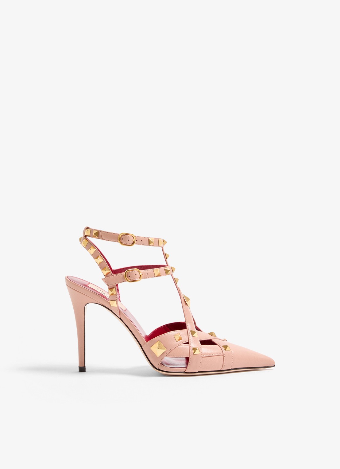 Valentino Garavani Studdy sandalette van geitenleer met studs - voorkant 2 oudroze