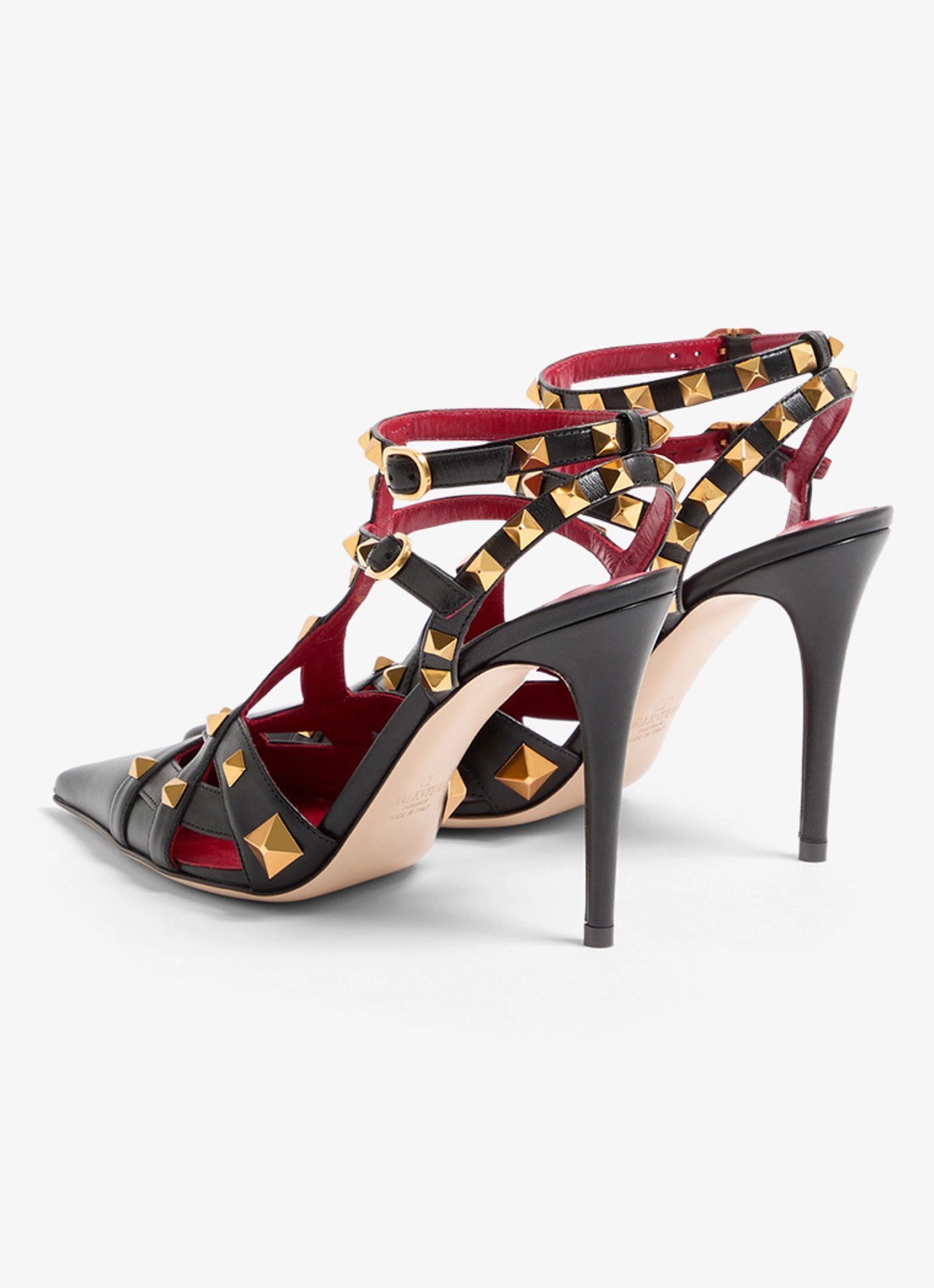 Valentino Garavani Studdy sandalette van geitenleer met studs - achterkant 7 zwart