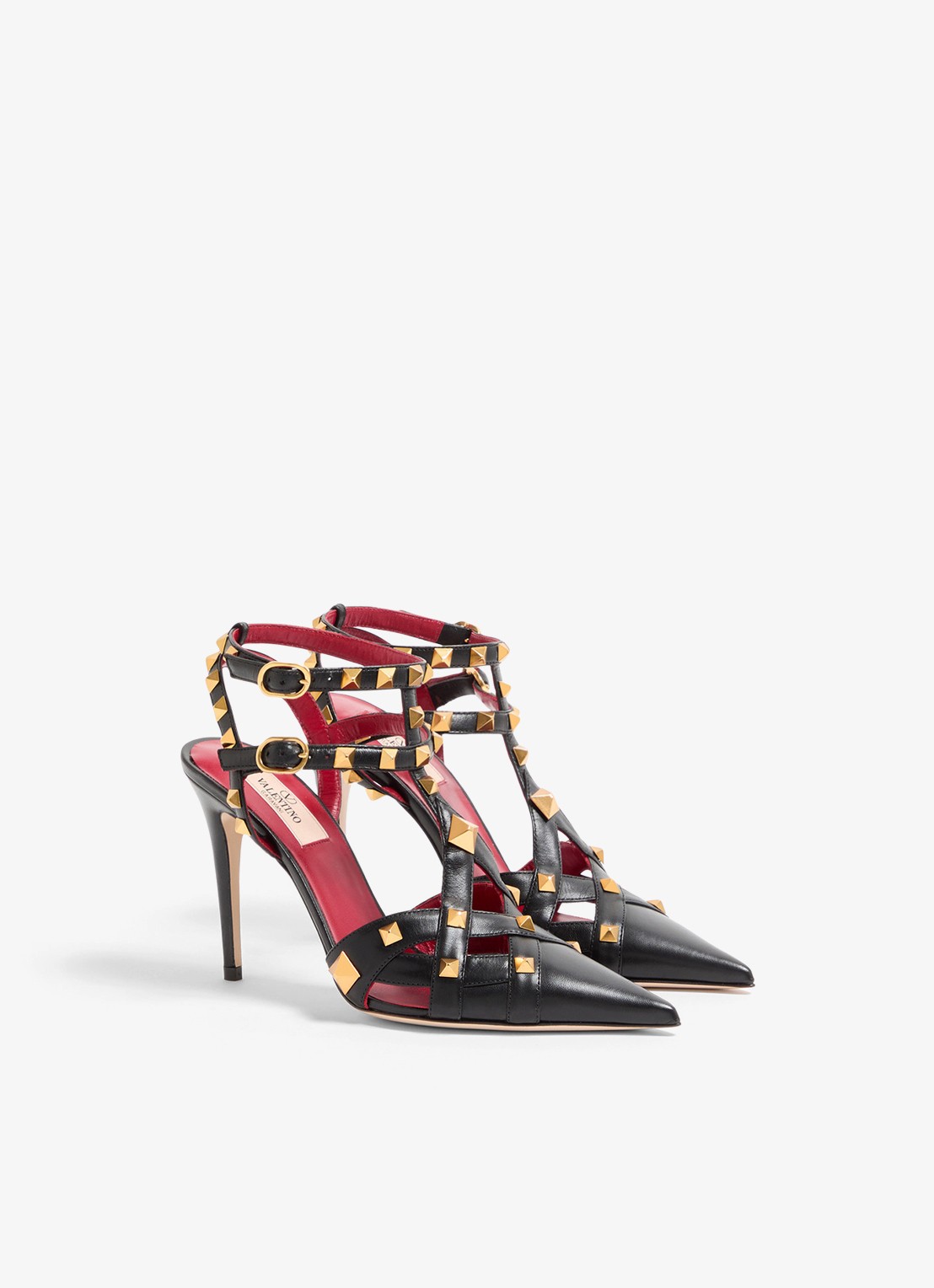 Valentino Garavani Studdy sandalette van geitenleer met studs - detail zwart