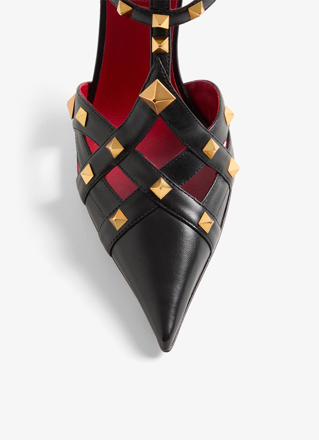 Valentino Garavani Studdy sandalette van geitenleer met studs - detail 3 zwart