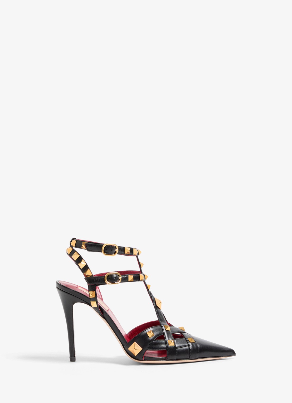 Valentino Garavani Studdy sandalette van geitenleer met studs - voorkant 5 zwart