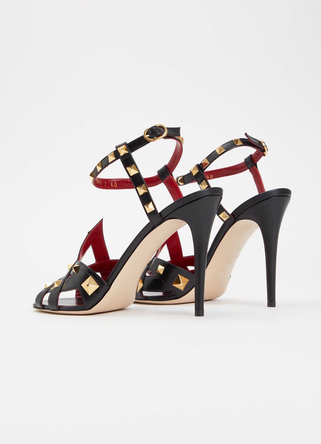 Valentino Garavani Studdy sandalette van leer met studs - achterkant 6 zwart