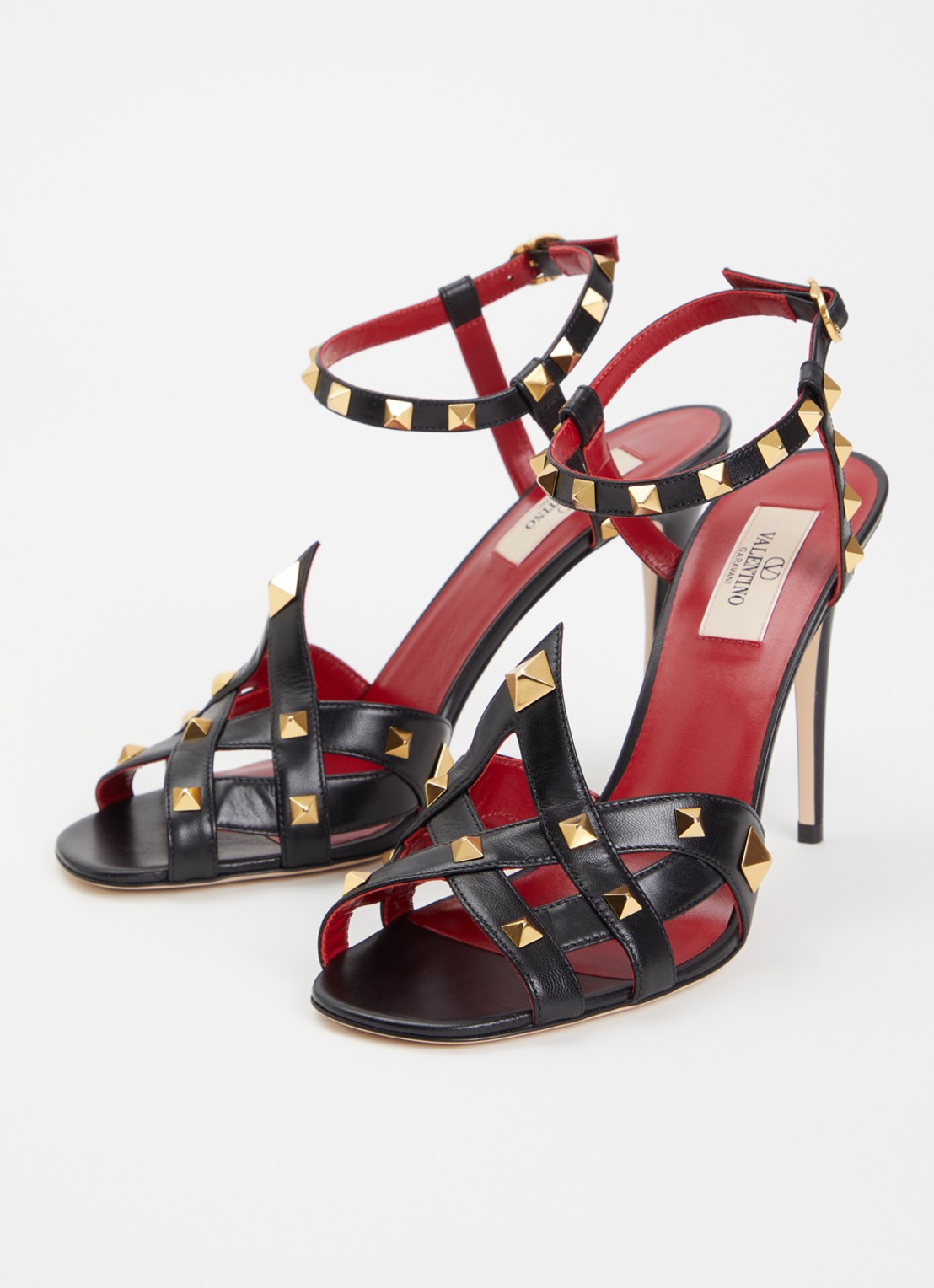 Valentino Garavani Studdy sandalette van leer met studs - detail 2 zwart