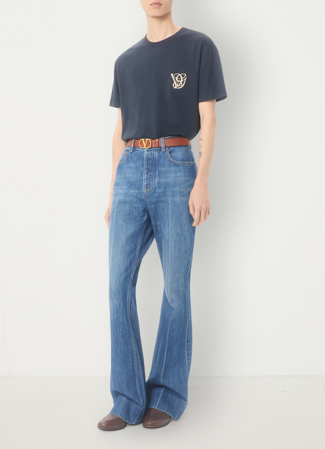 Valentino Garavani T-shirt met logo - voorkant 3 donkerblauw