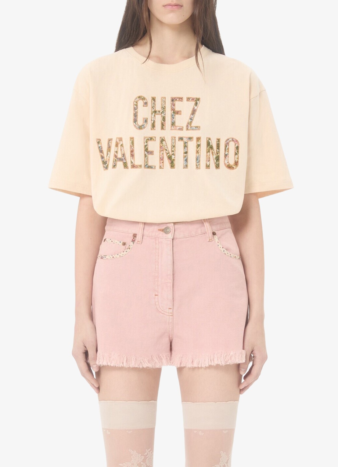 Valentino Garavani T-shirt met logoborduring - detail creme