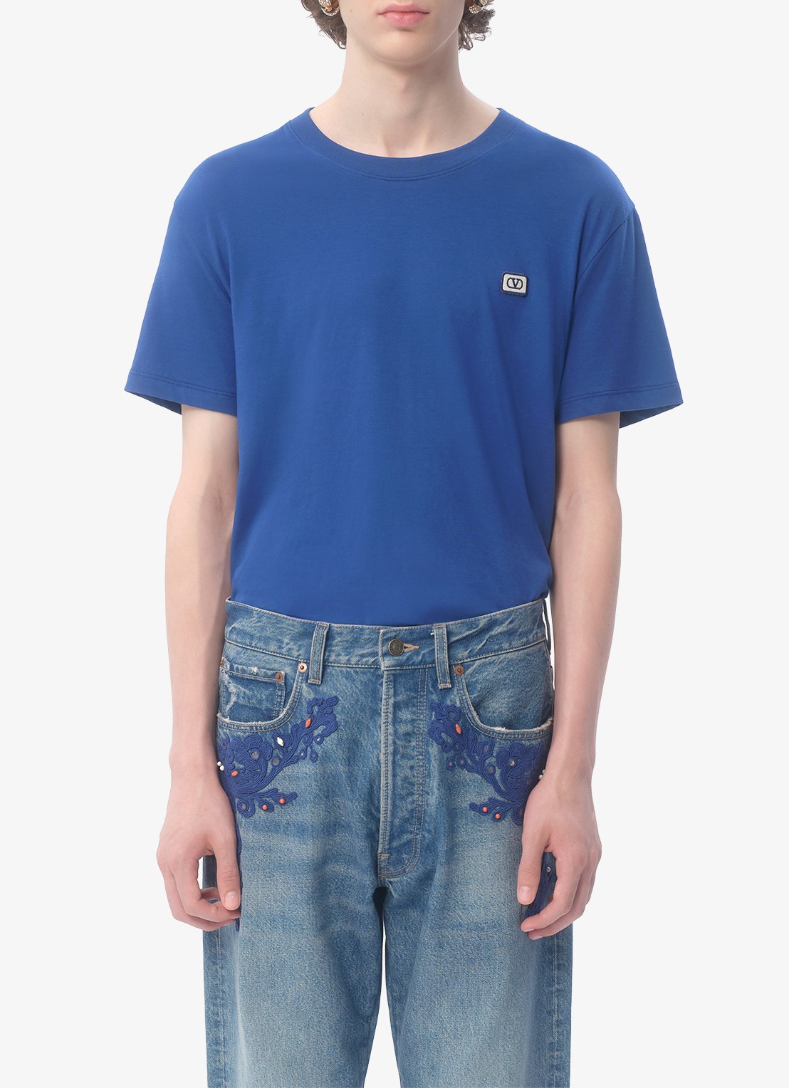 Valentino Garavani T-shirt met logoborduring - detail 4 blauw
