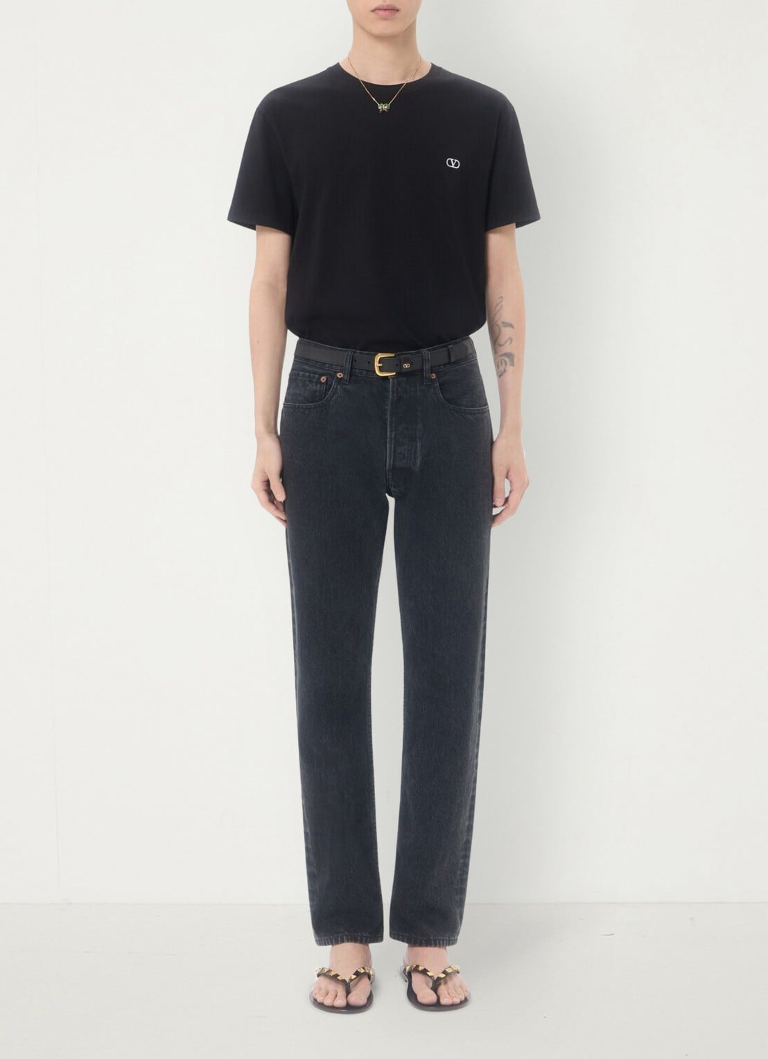 Valentino Garavani T-shirt met logoborduring - voorkant 2 zwart
