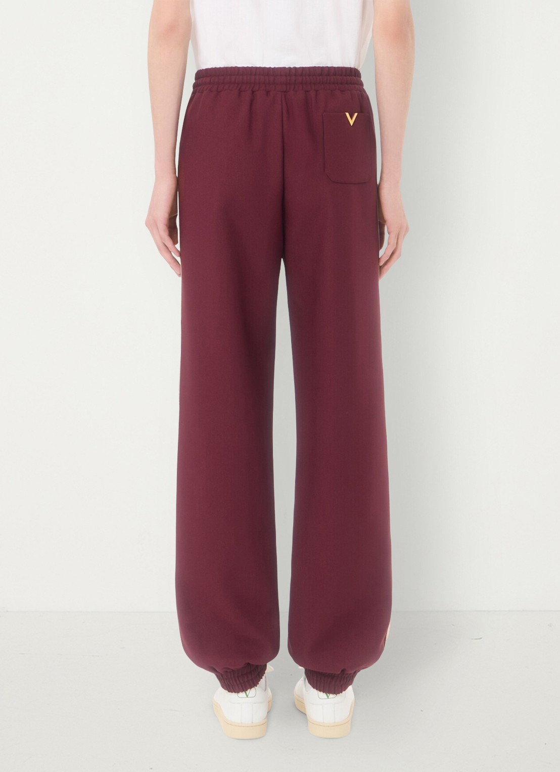 Valentino Garavani Tapered fit trackpants met steekzakken - achterkant bordeauxrood
