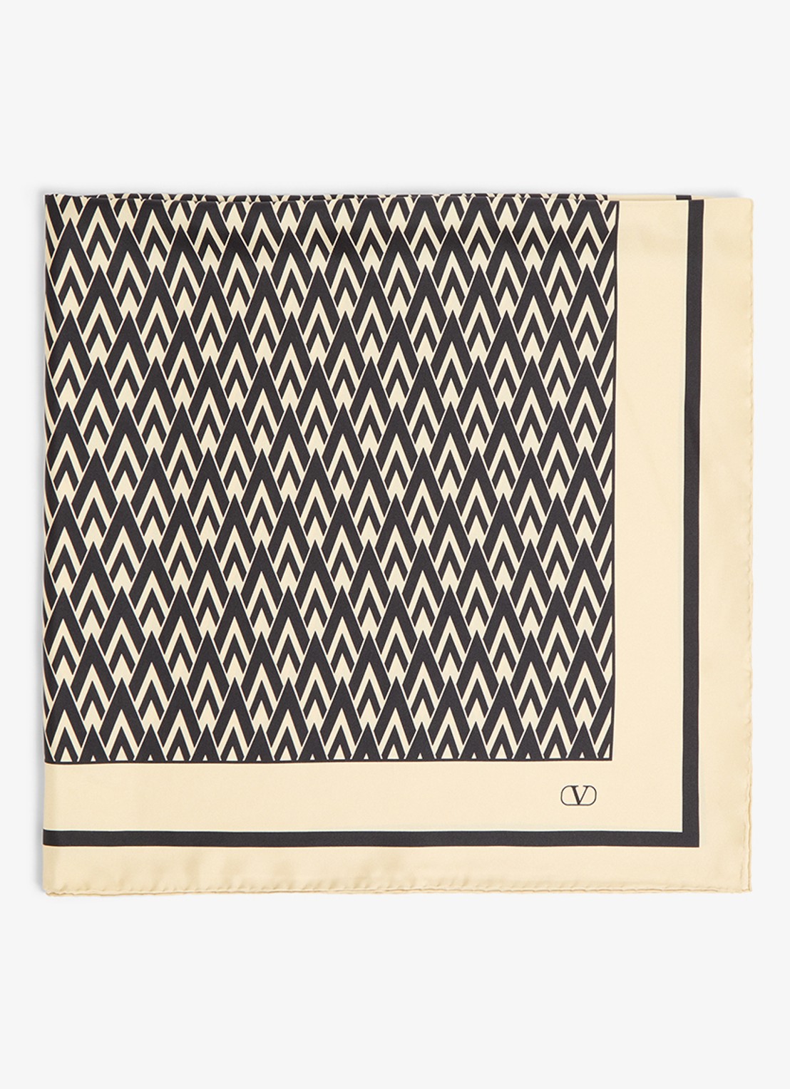 Valentino Garavani Toute la V sjaal van zijde 90 x 90 cm - voorkant zwart