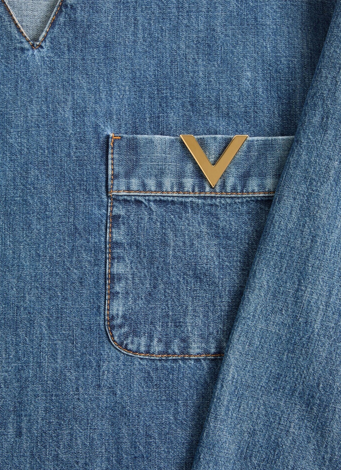 Valentino Garavani Tuniek van chambray met borstzak - detail 2 indigo