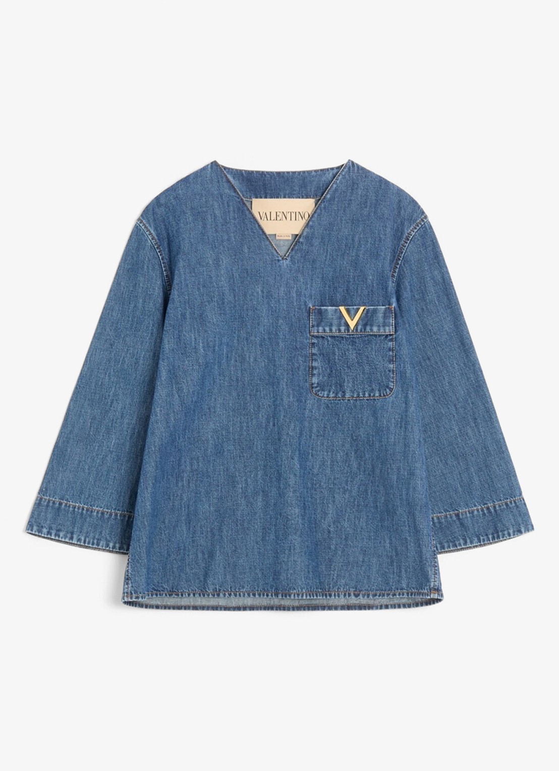 Valentino Garavani Tuniek van chambray met borstzak - voorkant 3 indigo