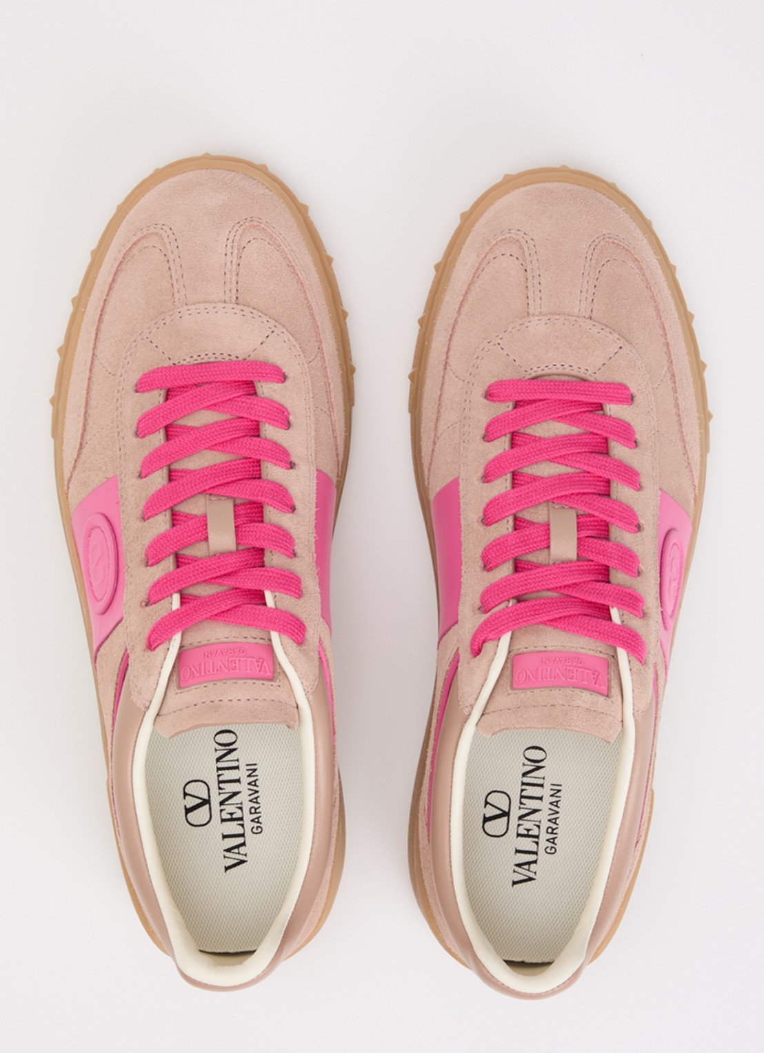 Valentino Garavani Upvillage Crosta sneaker van suède met details van kalfsleer - detail 3 oudroze