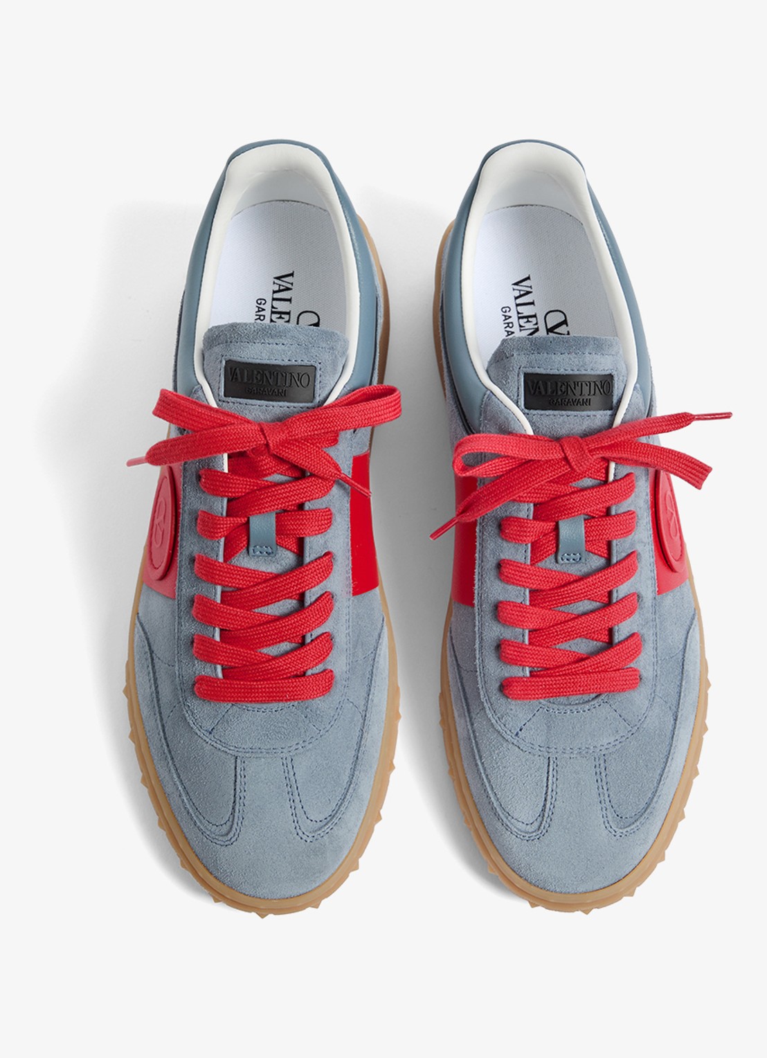 Valentino Garavani Upvillage sneaker van kalfssuède met kalfsleren details - detail 5 grijs