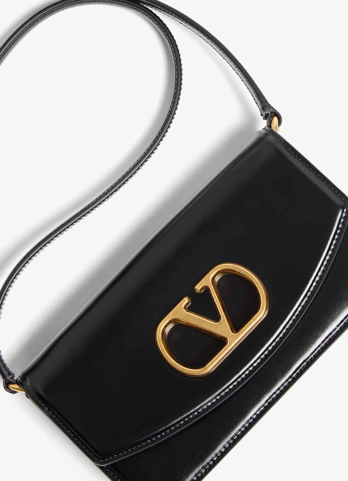 Valentino Garavani Vain Small clutch van kalfsleer met afneembare schouderriem - detail 4 zwart