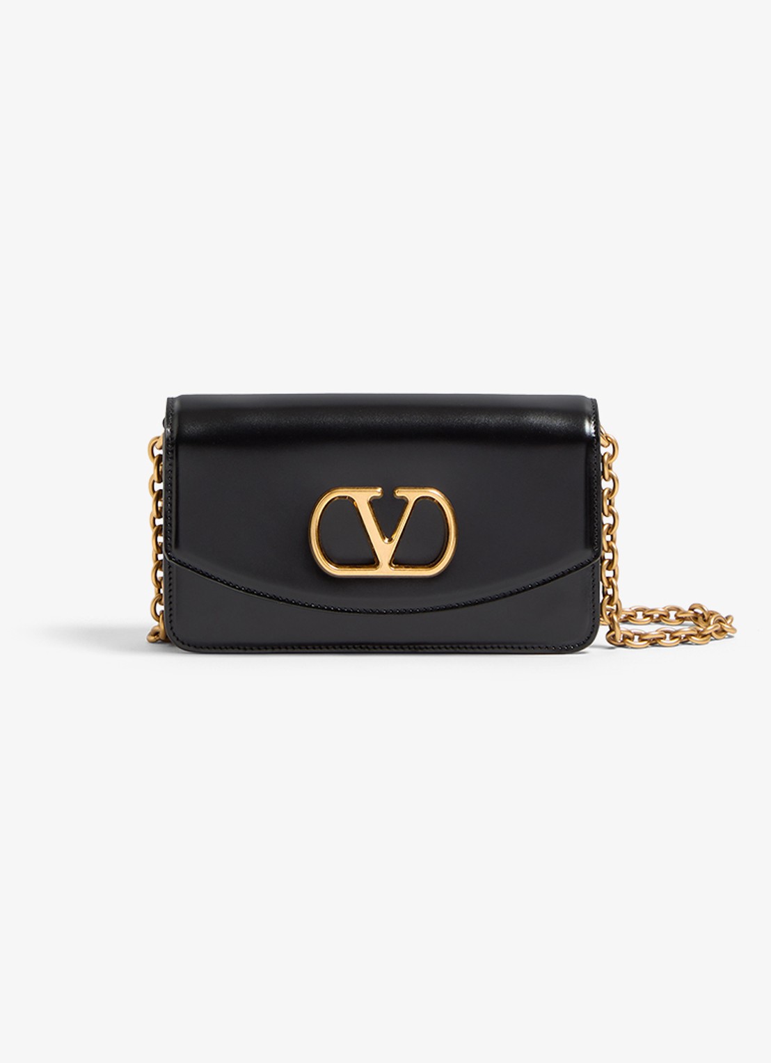 Valentino Garavani Vain Small clutch van kalfsleer met afneembare schouderriem - voorkant 7 zwart
