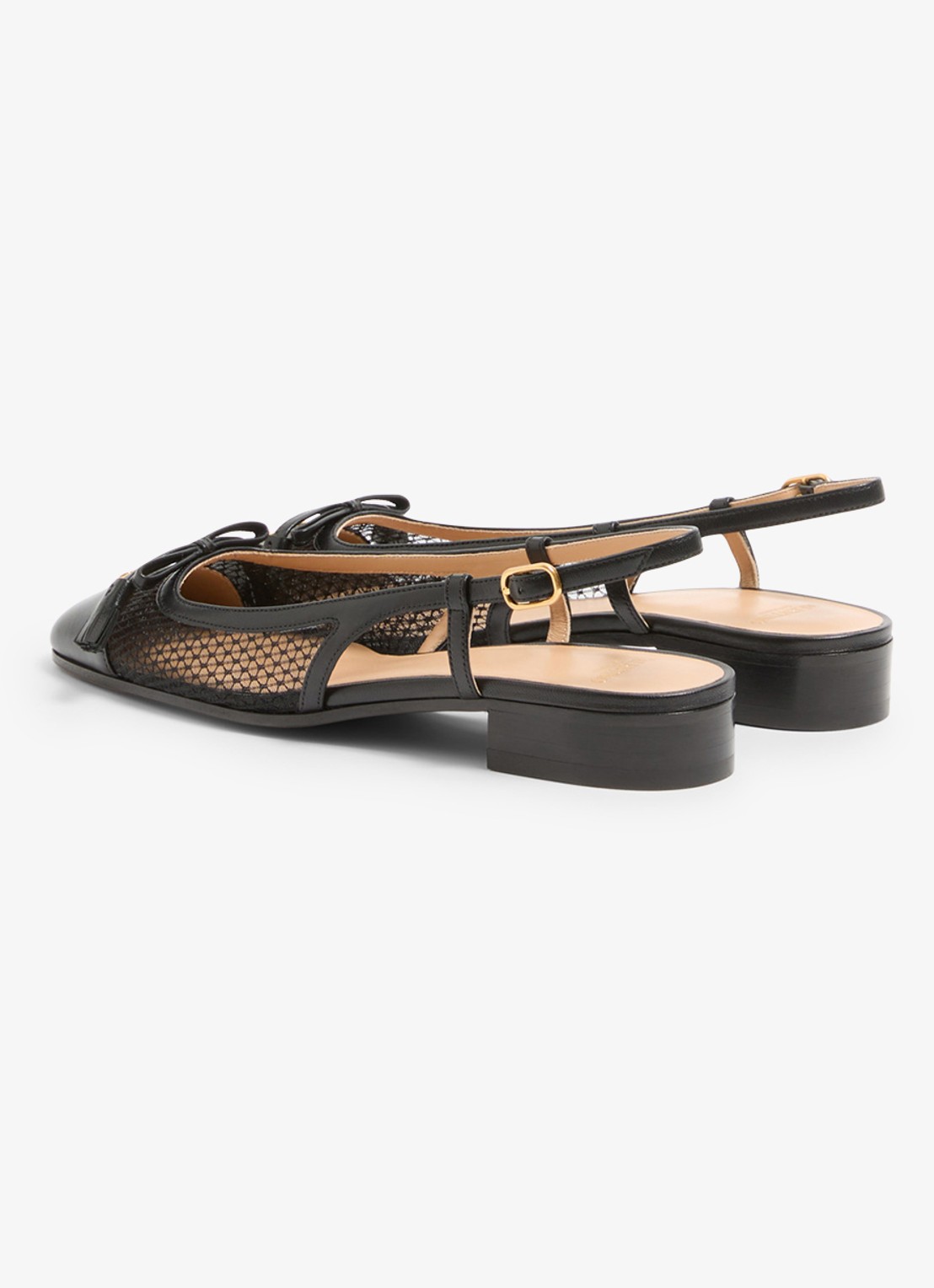 Valentino Garavani Valet Du Roi slingback van geitenleer met mesh details - achterkant 7 zwart