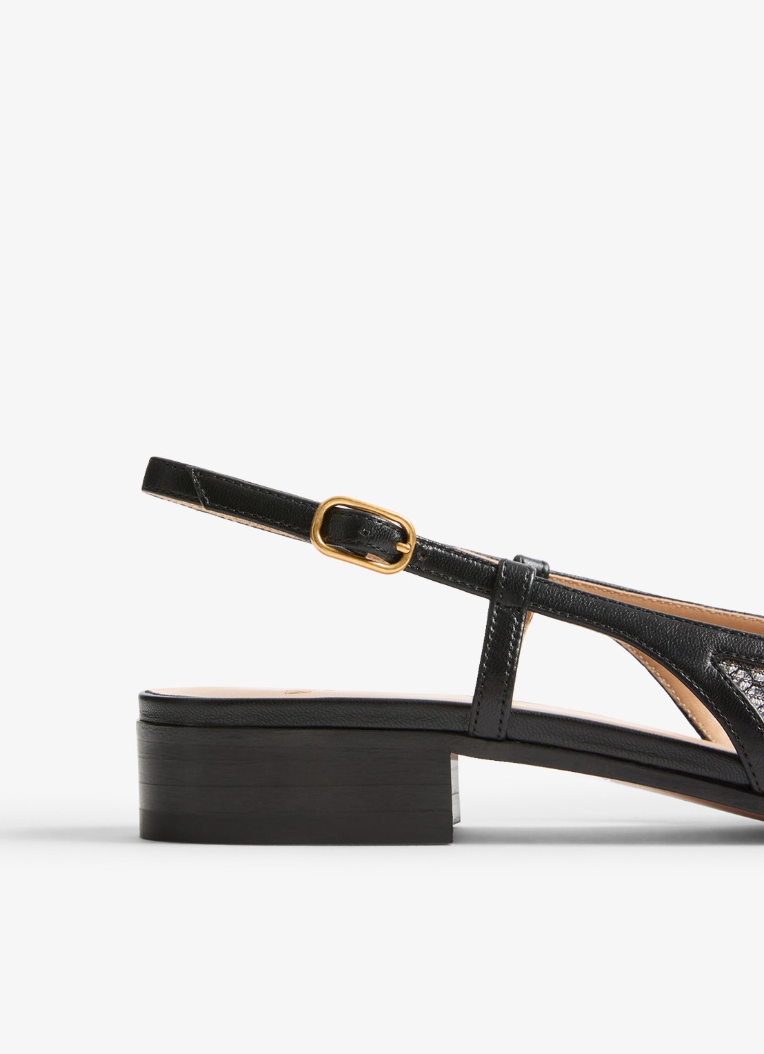 Valentino Garavani Valet Du Roi slingback van geitenleer met mesh details - detail 6 zwart