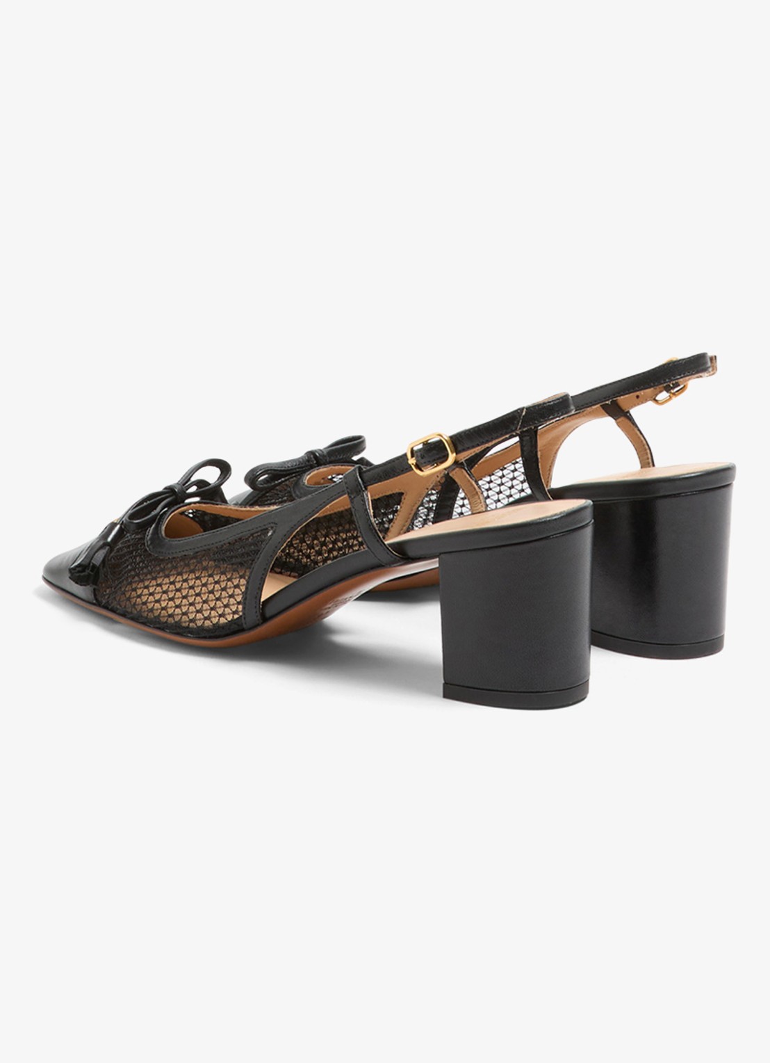 Valentino Garavani Valet Du Roi slingback van geitenleer met mesh details - achterkant zwart
