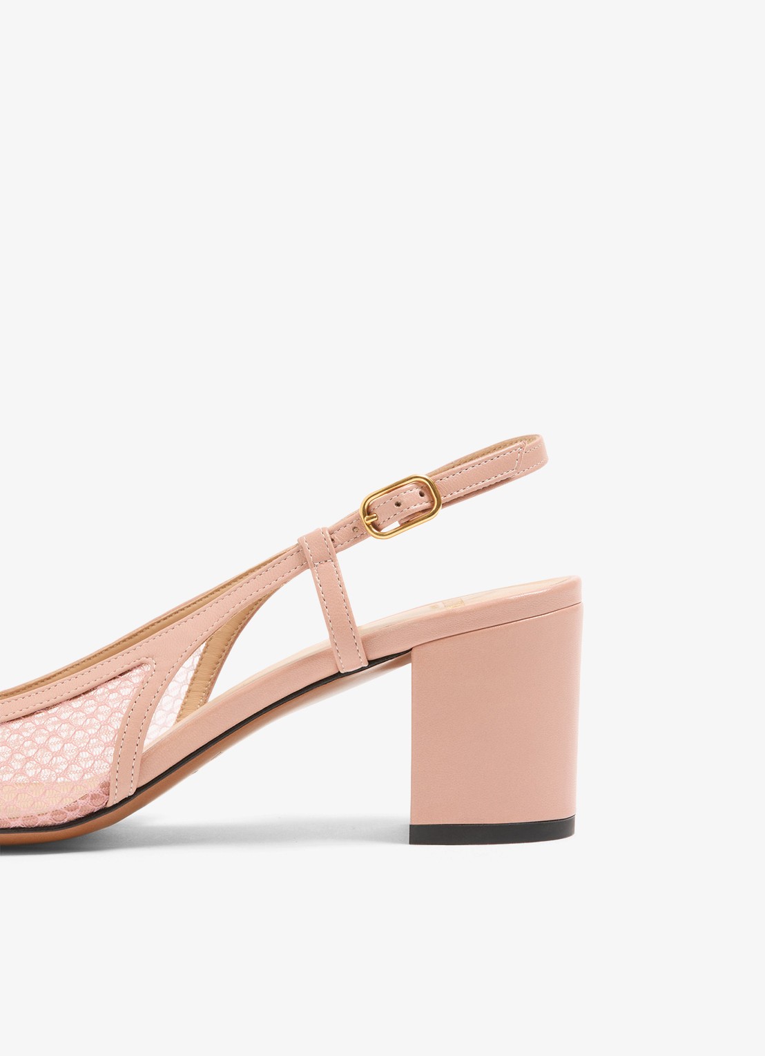 Valentino Garavani Valet Du Roi slingback van geitenleer met mesh details - detail 4 oudroze