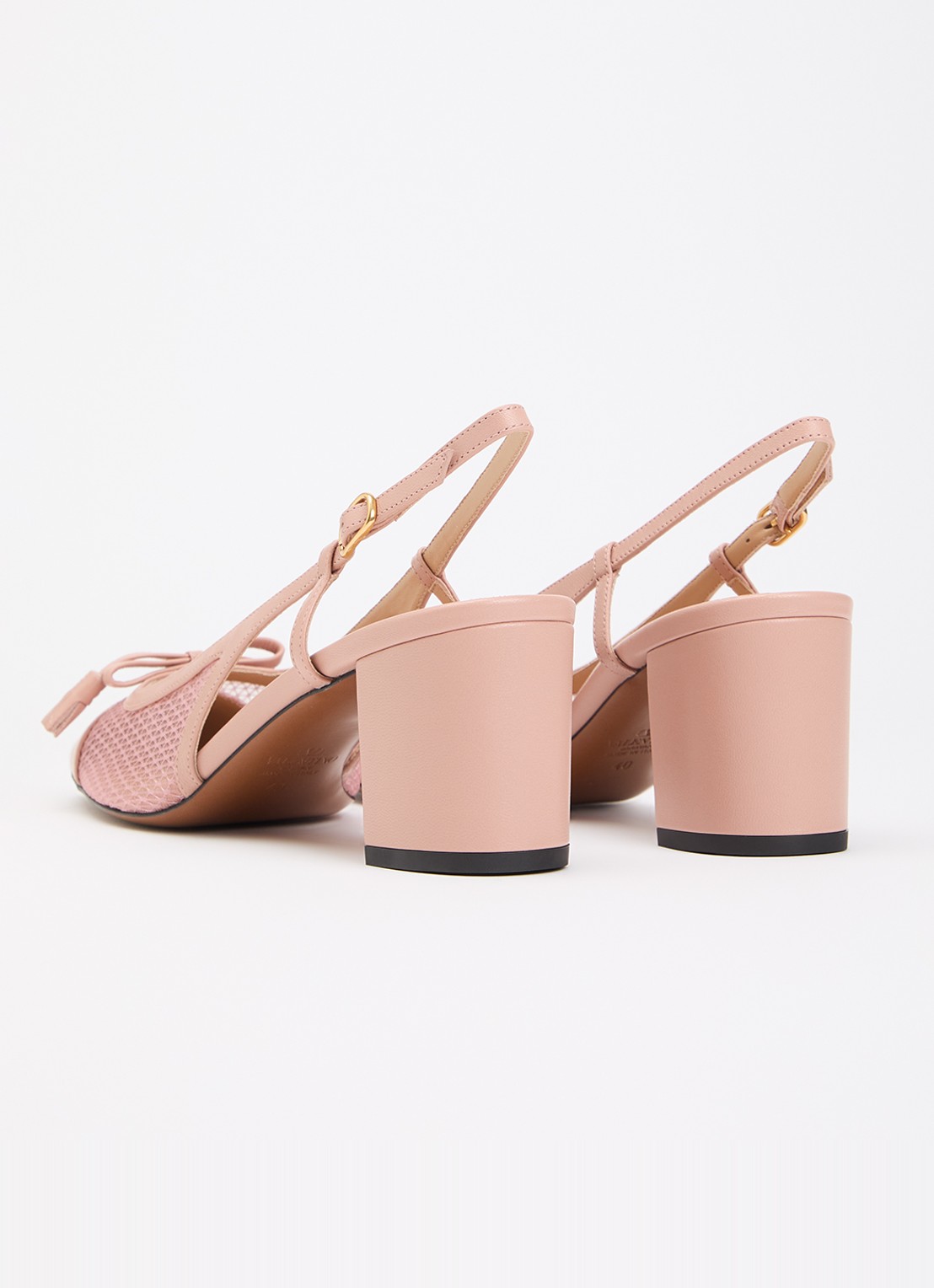Valentino Garavani Valet Du Roi slingback van leer met mesh details - achterkant 6 oudroze