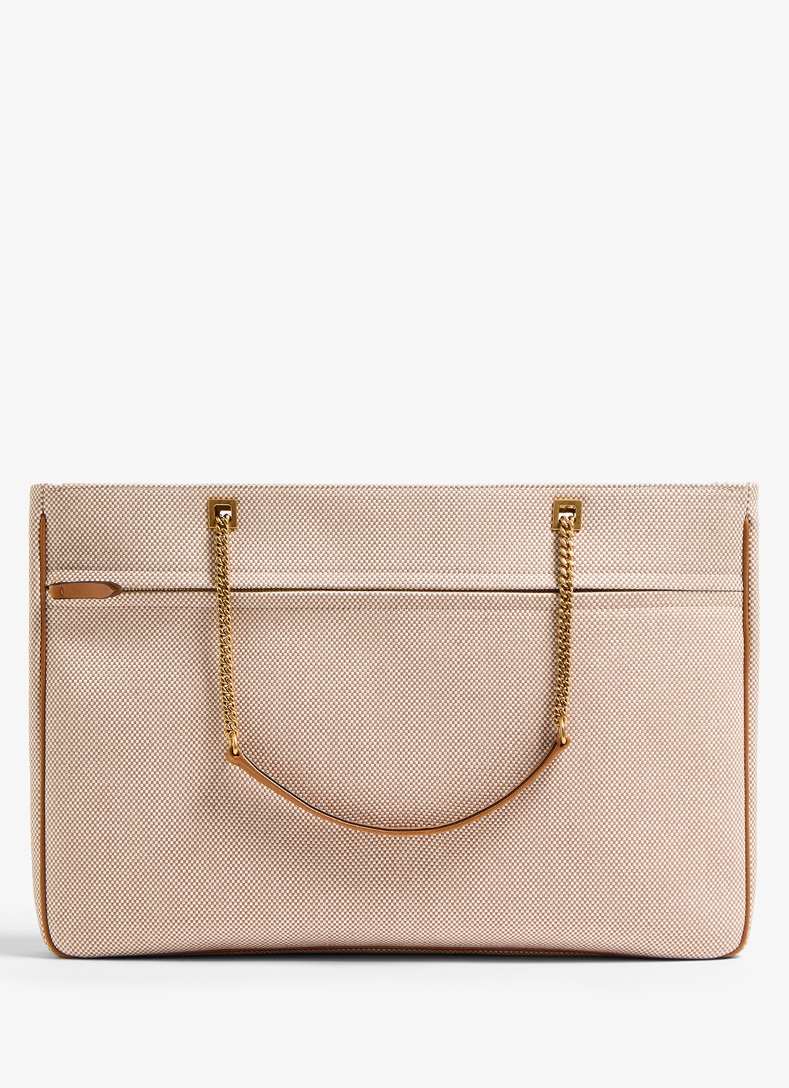 Valentino Garavani Viva Superstar Large schoudertas van canvas met lamsleren details - achterkant 8 camel