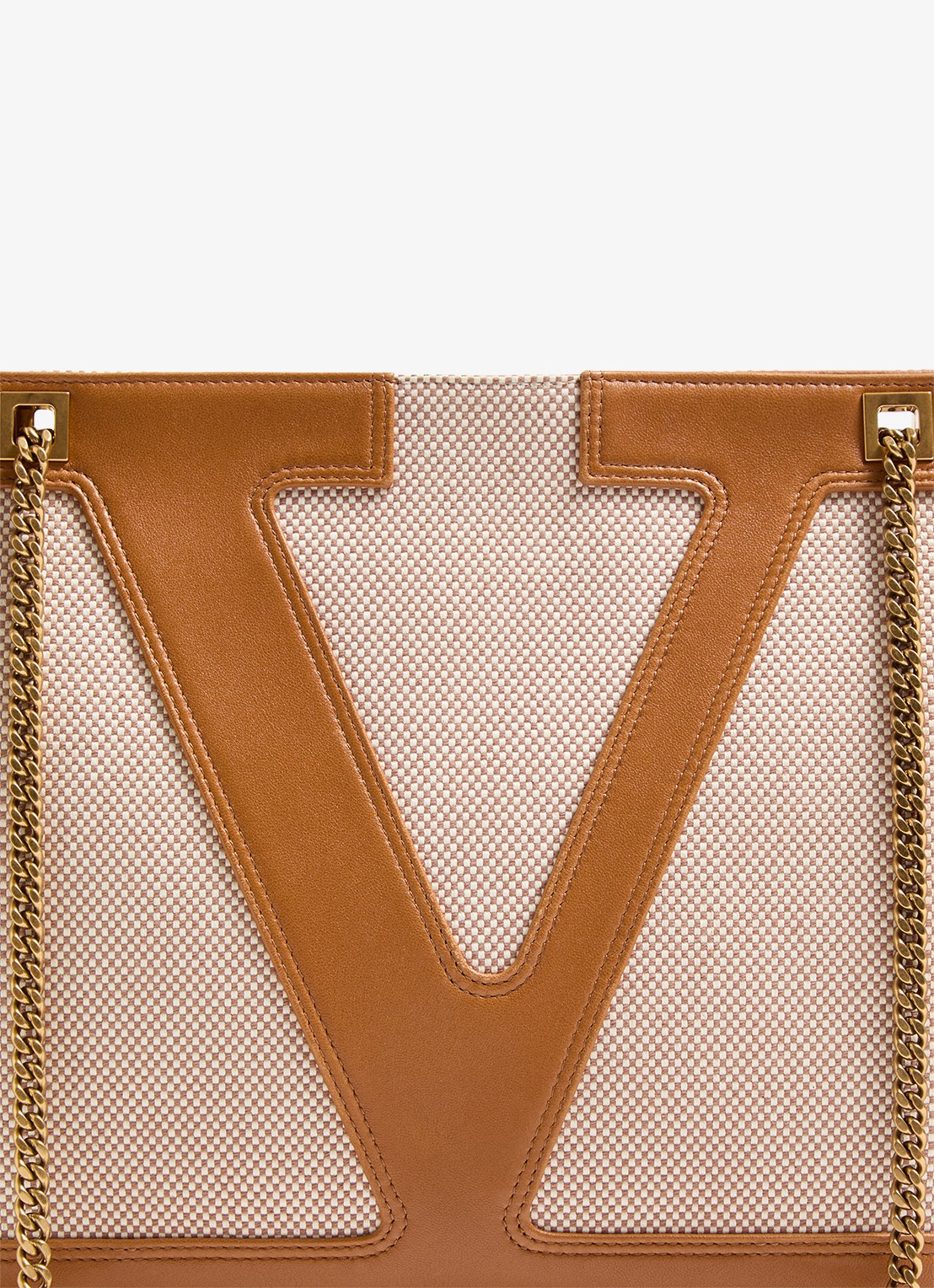 Valentino Garavani Viva Superstar Medium schoudertas van canvas met lamsleren details - detail 7 camel
