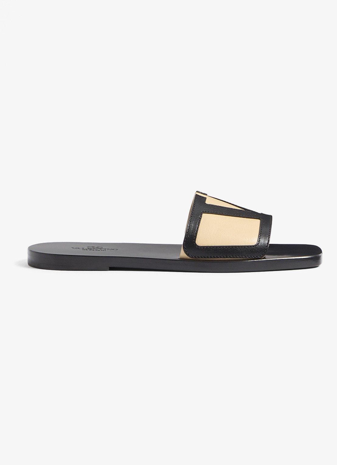 Valentino Garavani Viva Superstar slipper van geitenleer  - voorkant creme