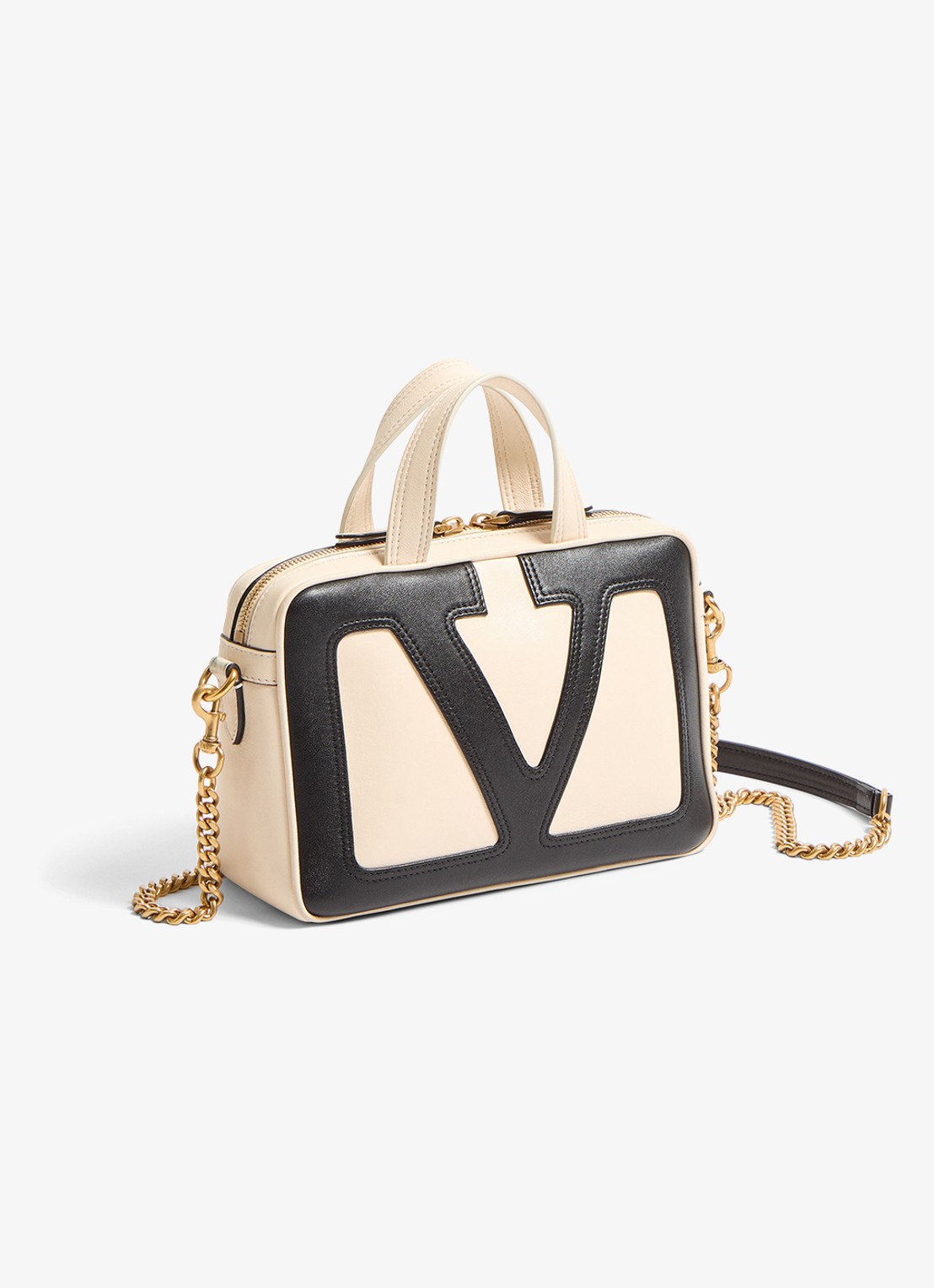 Valentino Garavani Viva Superstar Small handtas van lamsleer - detail 2 creme