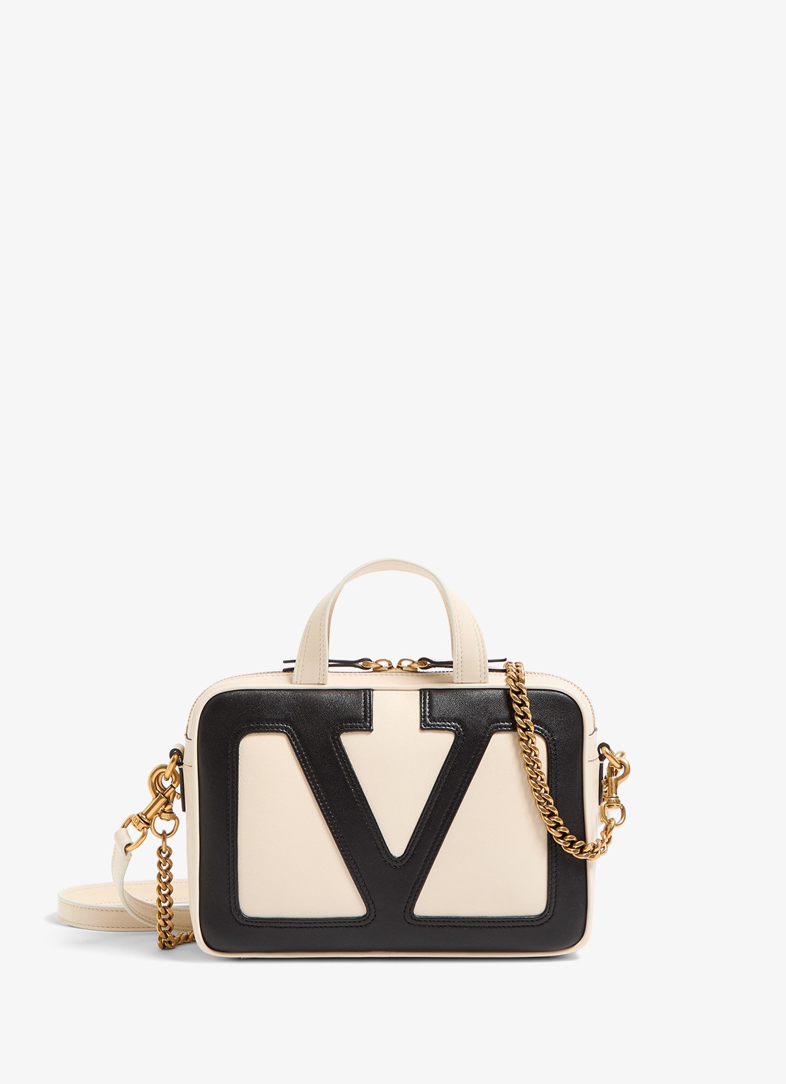 Valentino Garavani Viva Superstar Small handtas van lamsleer - voorkant 7 creme