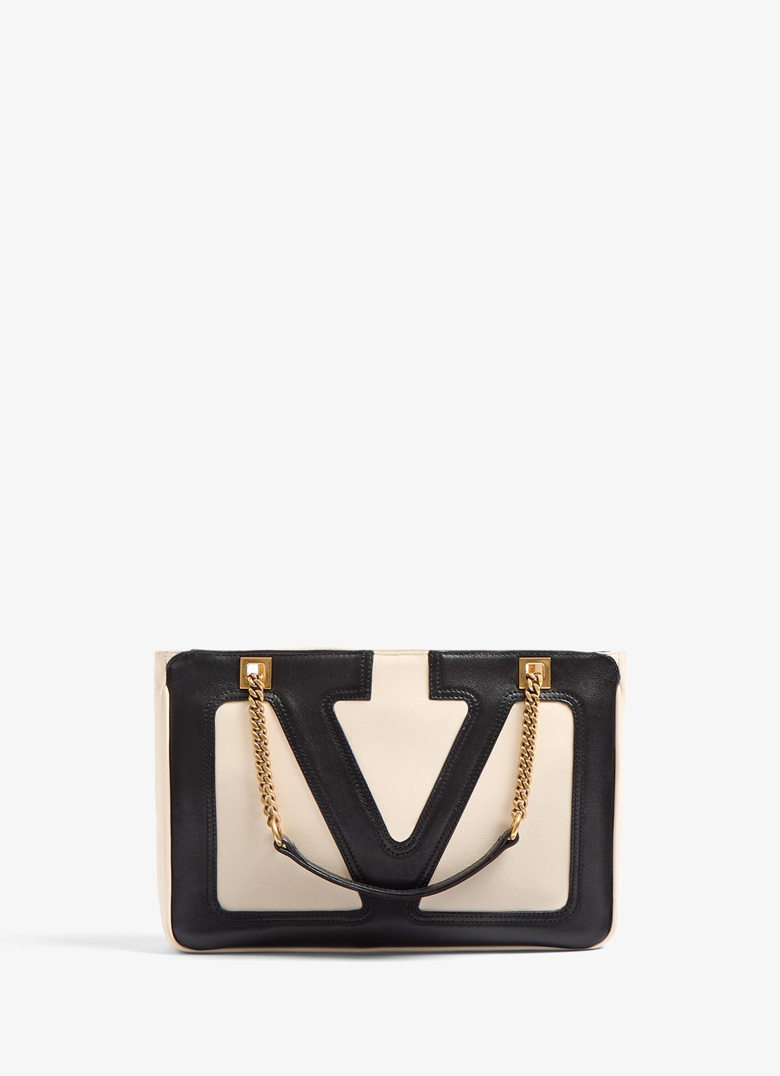 Valentino Garavani Viva Superstar Small schoudertas van lamsleer - voorkant 2 gebroken wit