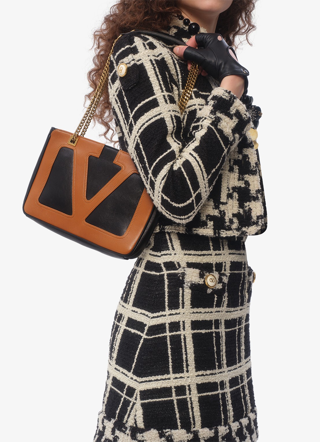 Valentino Garavani Viva Superstar Small schoudertas van lamsleer - voorkant 2 bruin