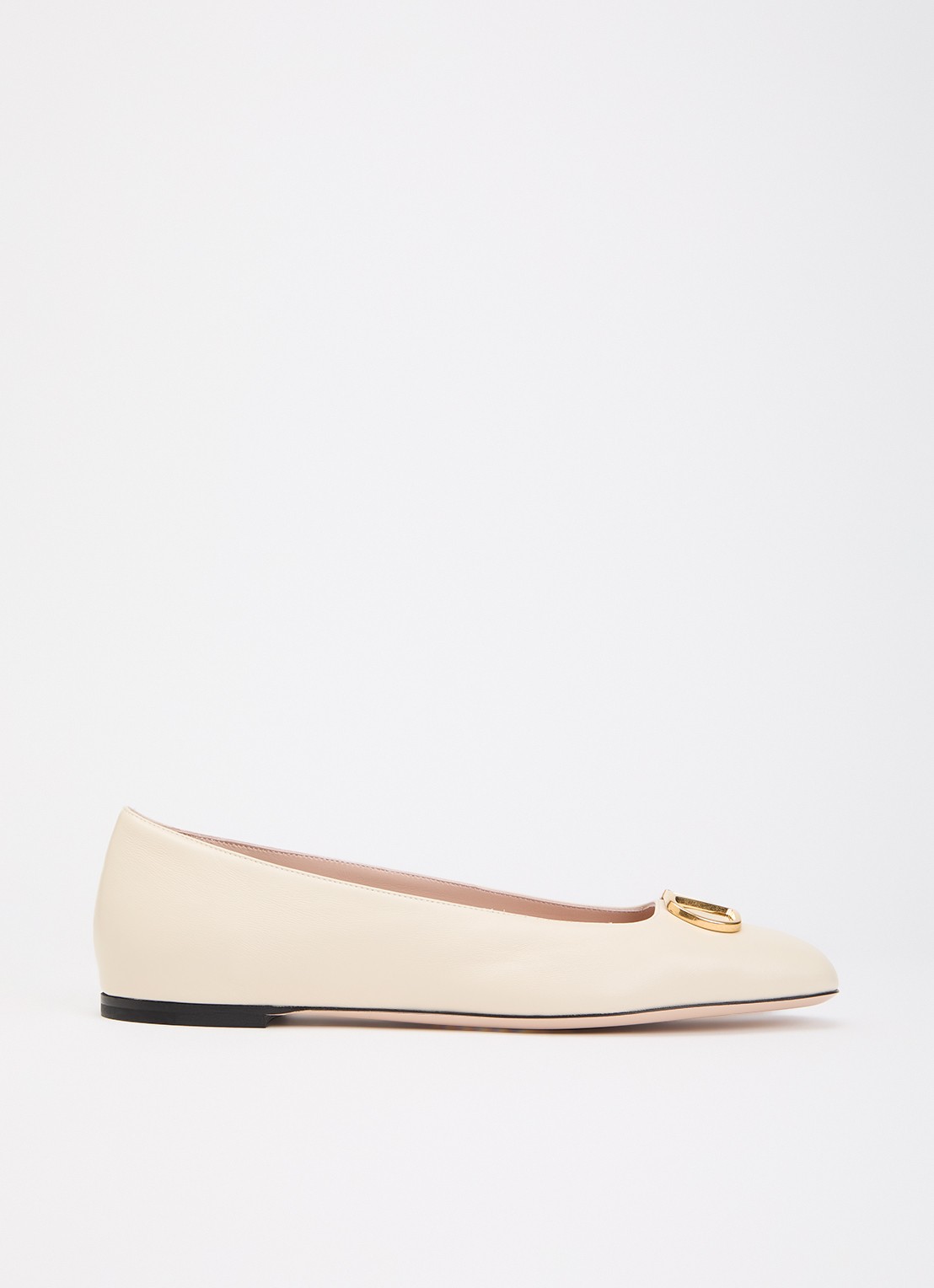 Valentino Garavani VLogo Signature ballerina van leer - voorkant 6 creme