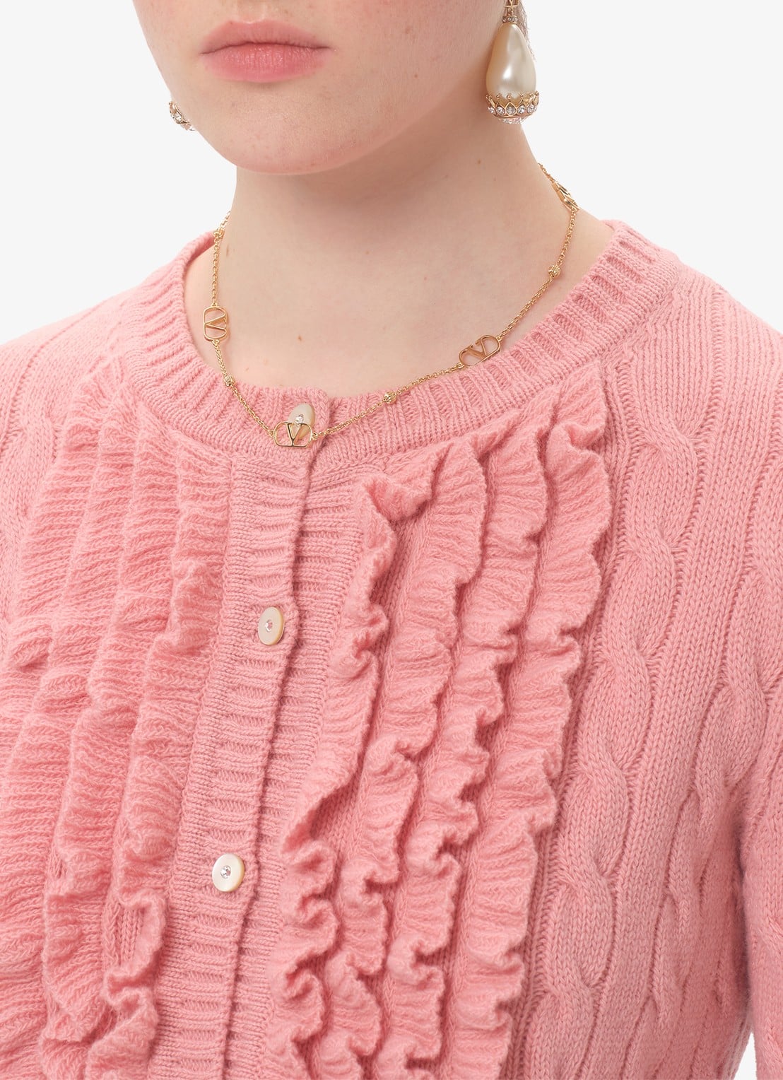 Valentino Garavani Vlogo Signature ketting met logo - voorkant 2 goud