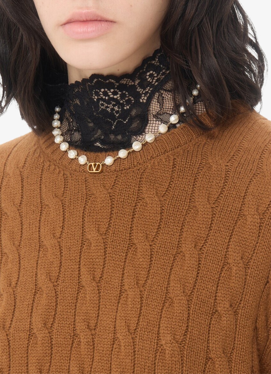 Valentino Garavani VLogo Signature ketting met logo - voorkant 2 goud